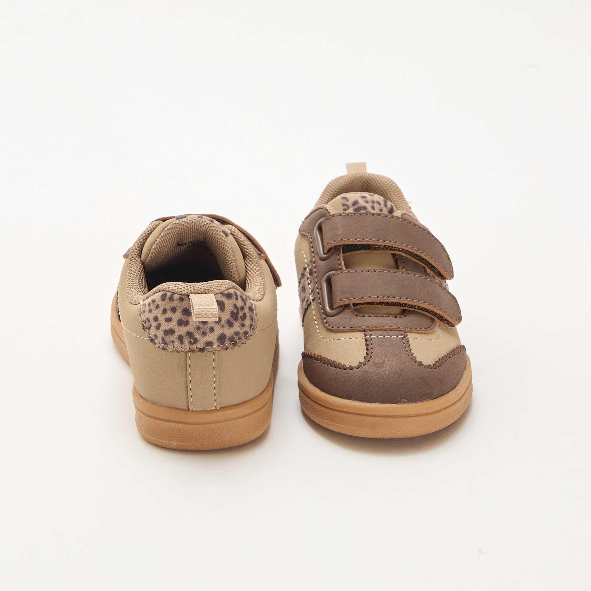 Low-Top Sneakers with Hook and Loop Fasteners BROWN - Image 3