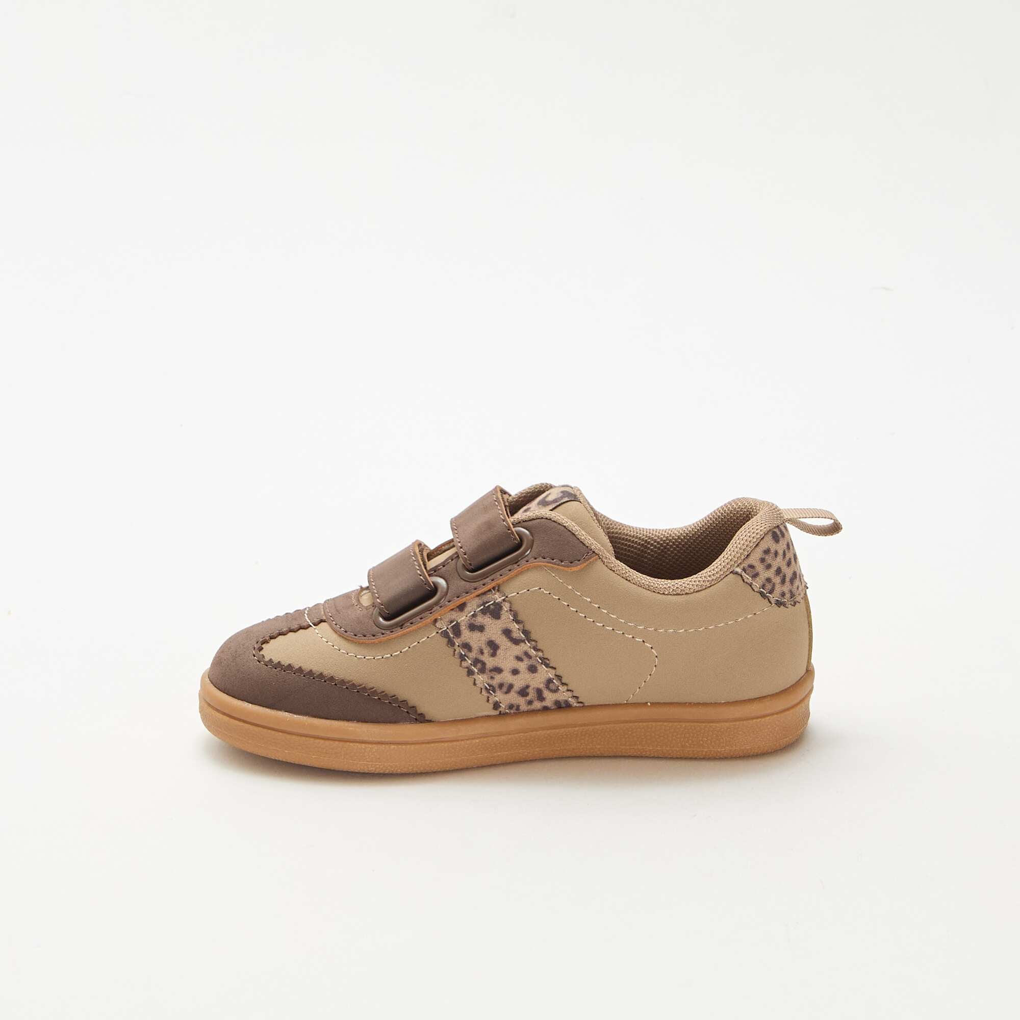 Low-Top Sneakers with Hook and Loop Fasteners BROWN - Image 4