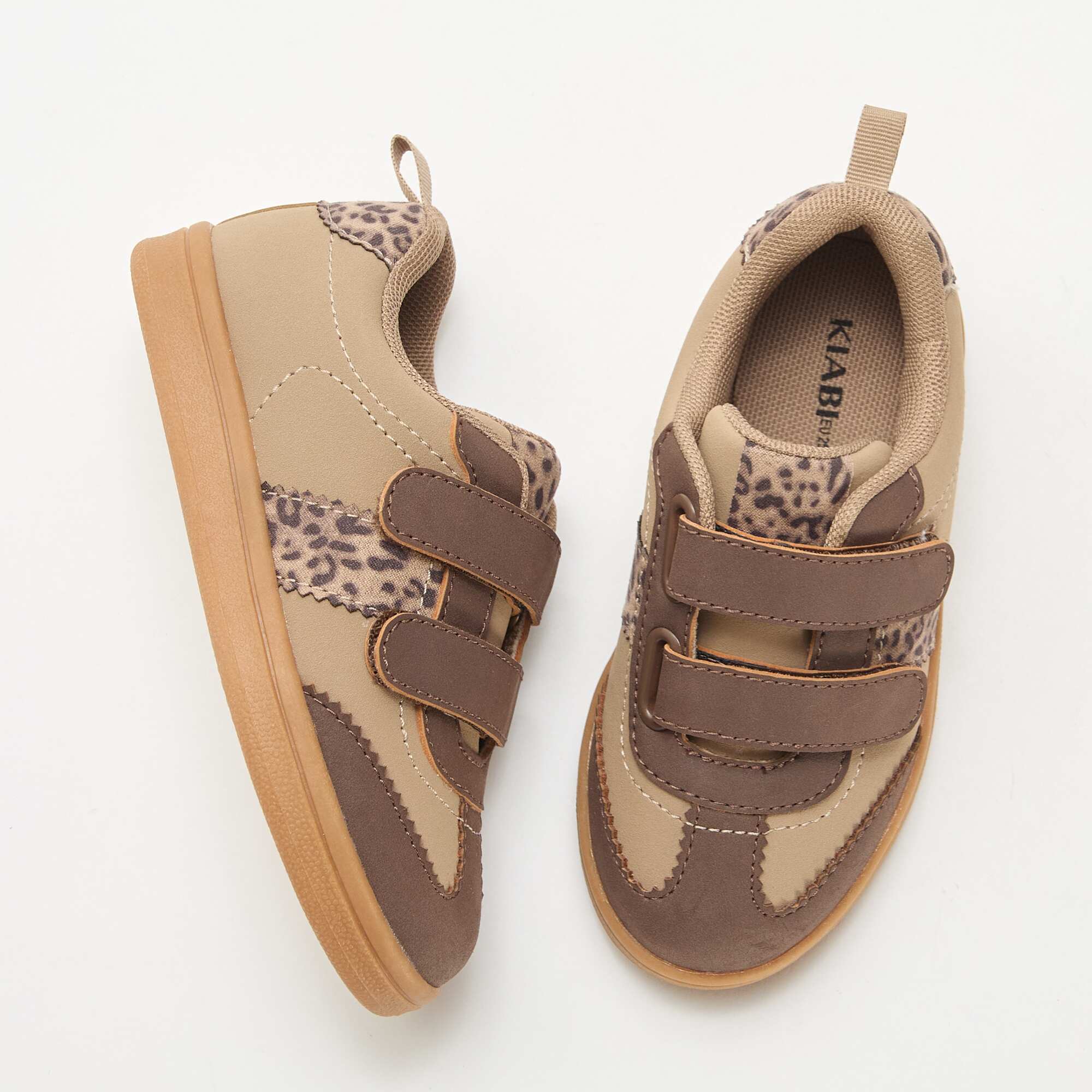 Low-Top Sneakers with Hook and Loop Fasteners BROWN - Image 5