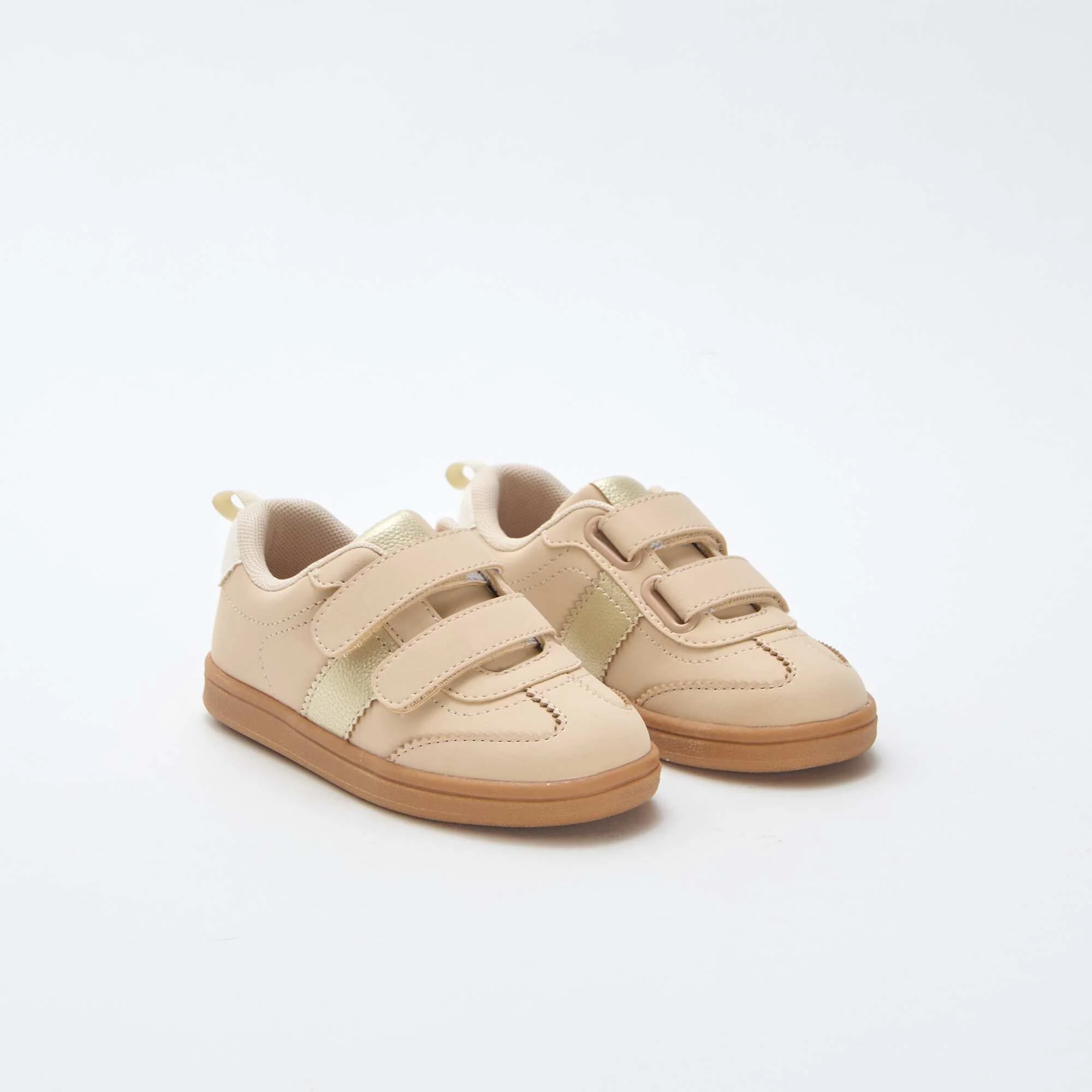 Low-Top Sneakers with Hook and Loop Fasteners WHITE