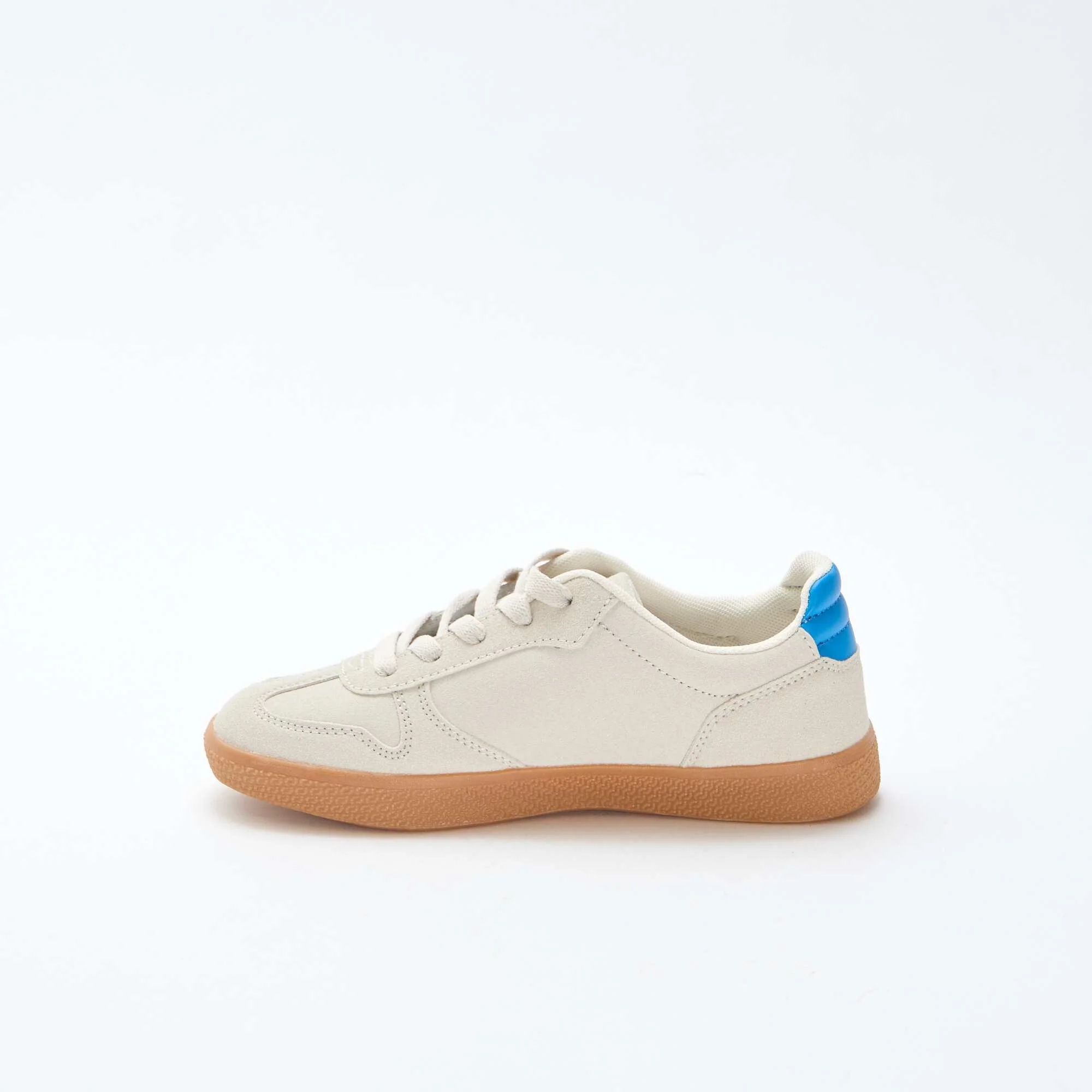 Low-Top Suede Sneakers with Contrasting Detail BLUE - Image 4