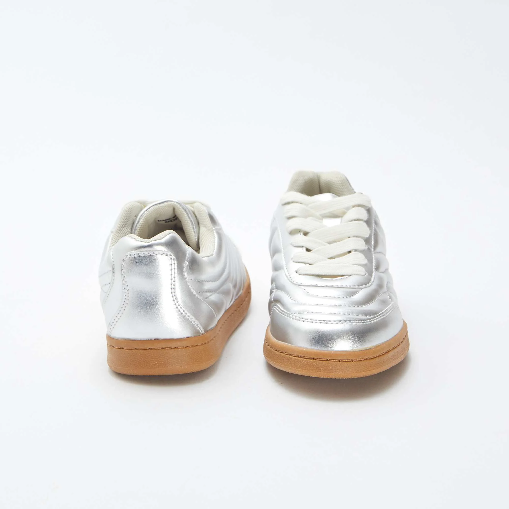 Low-top textured silver trainers GREY - Image 3