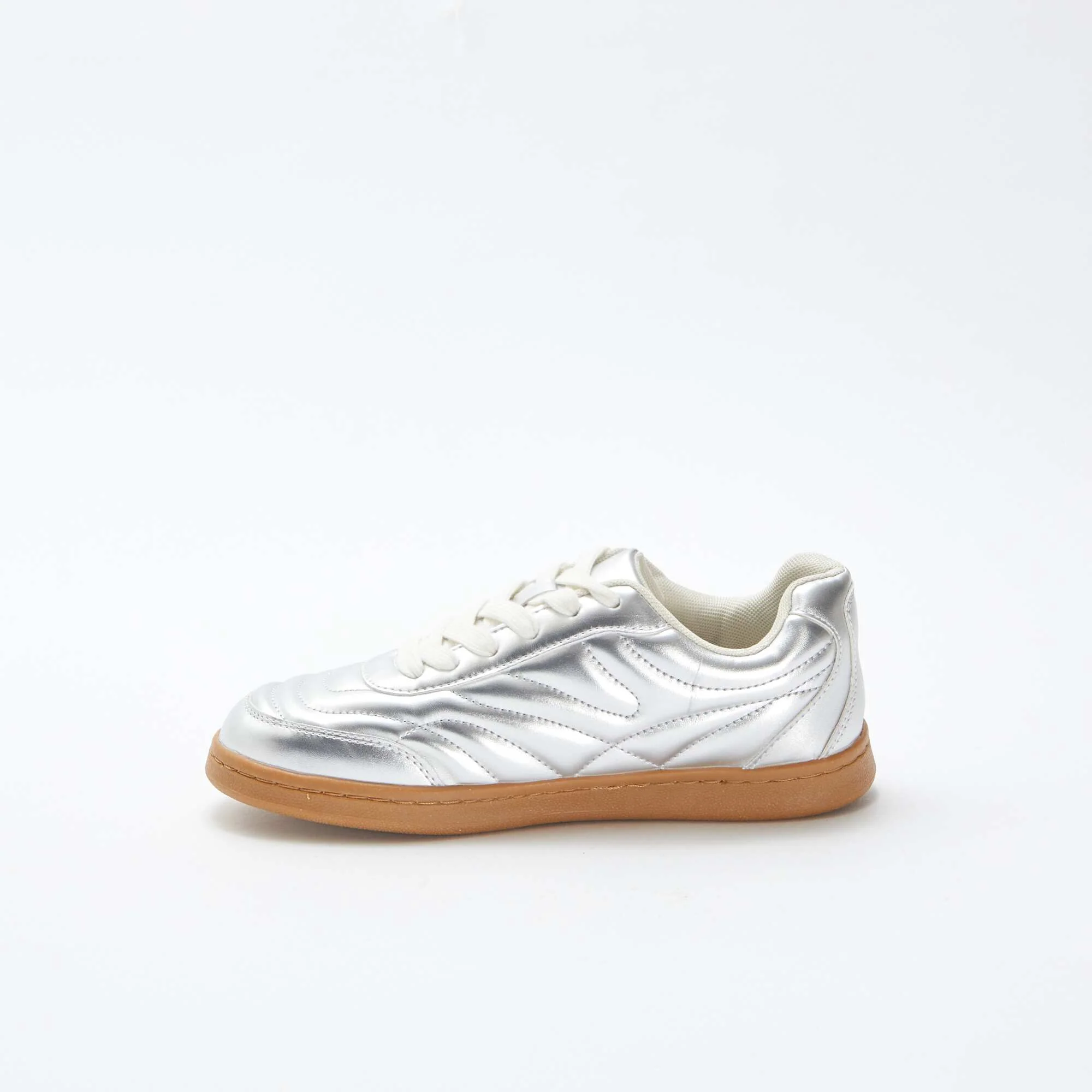 Low-top textured silver trainers GREY - Image 4