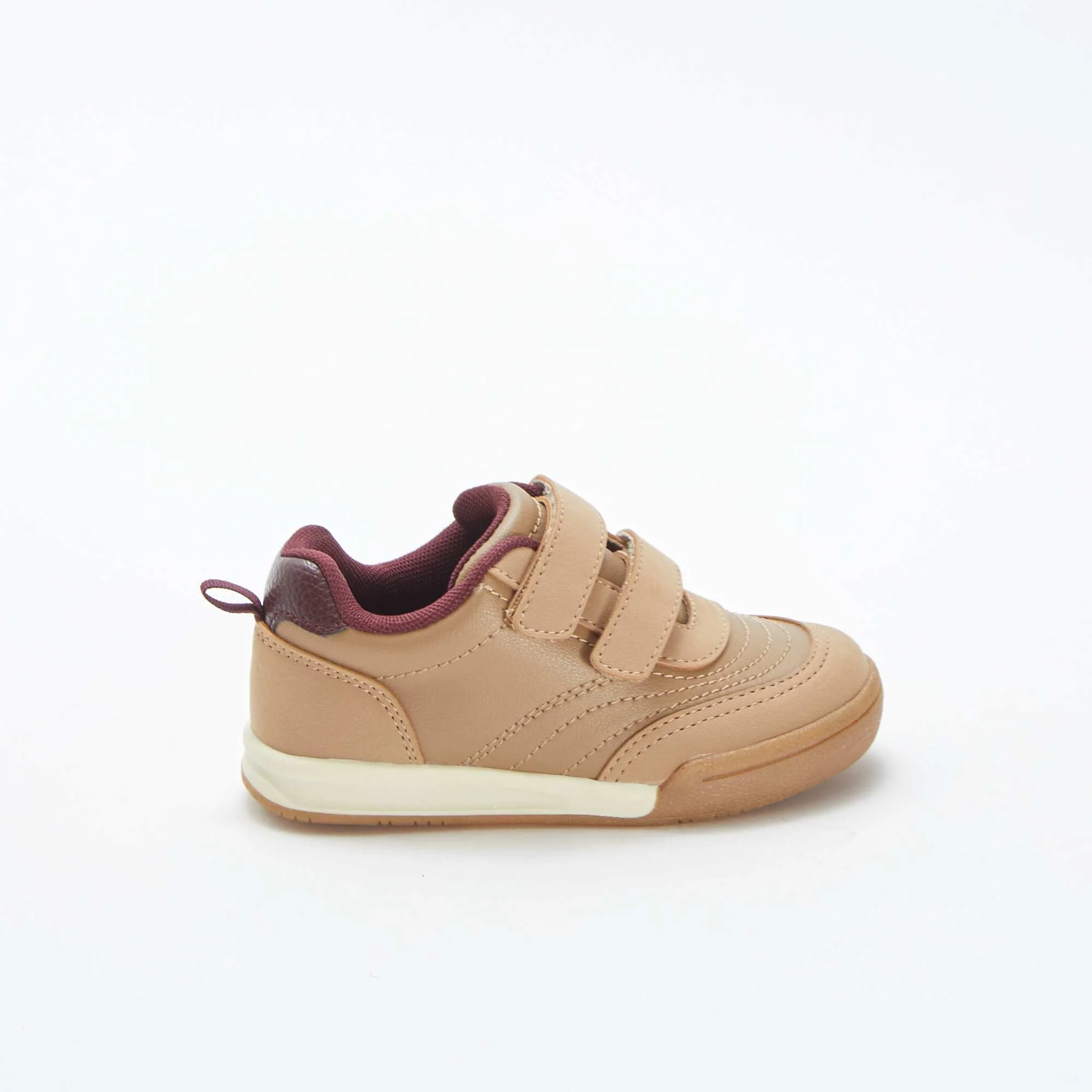 Low-top trainers with 2 hook and loop tabs BROWN - Image 2