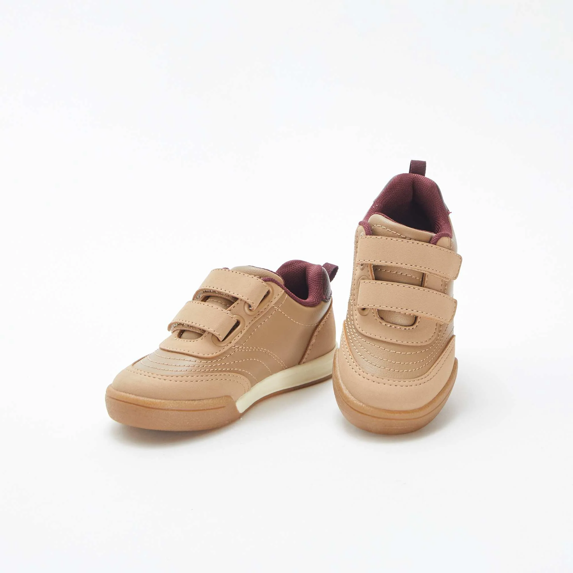 Low-top trainers with 2 hook and loop tabs BROWN - Image 5