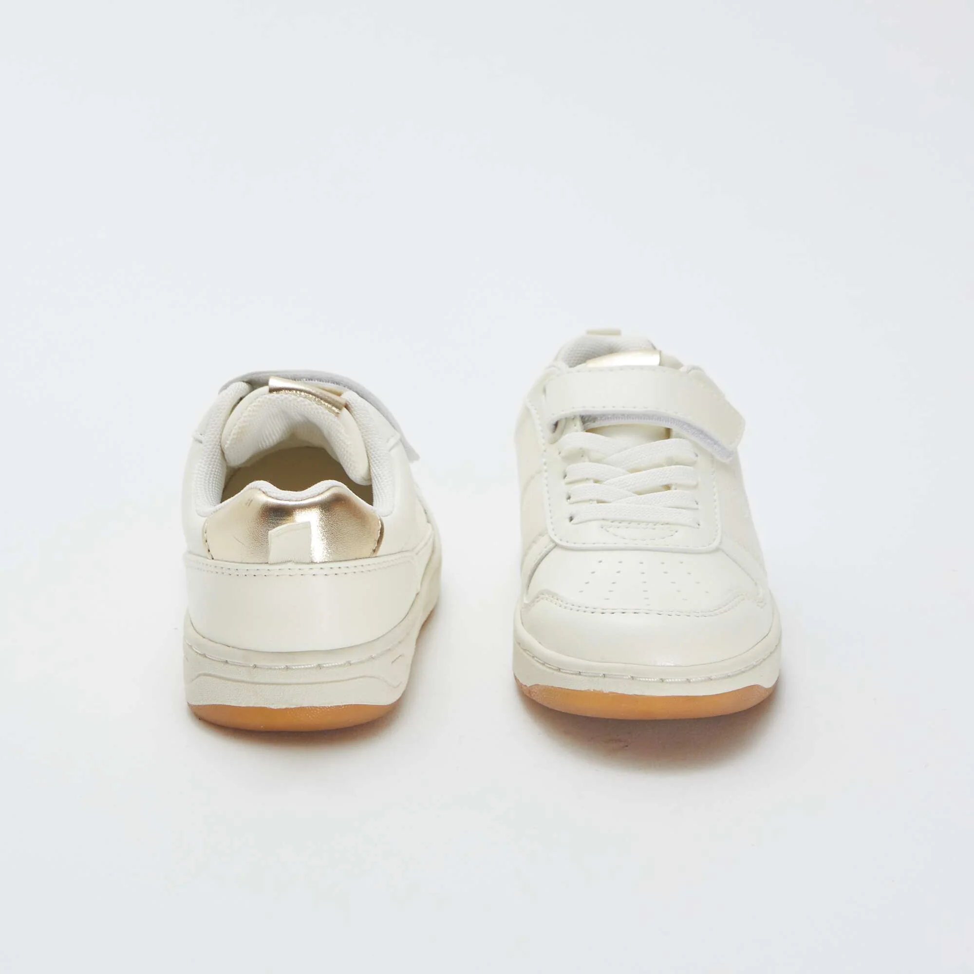 Low-top trainers with hook and loop fastening and laces BEIGE - Image 3