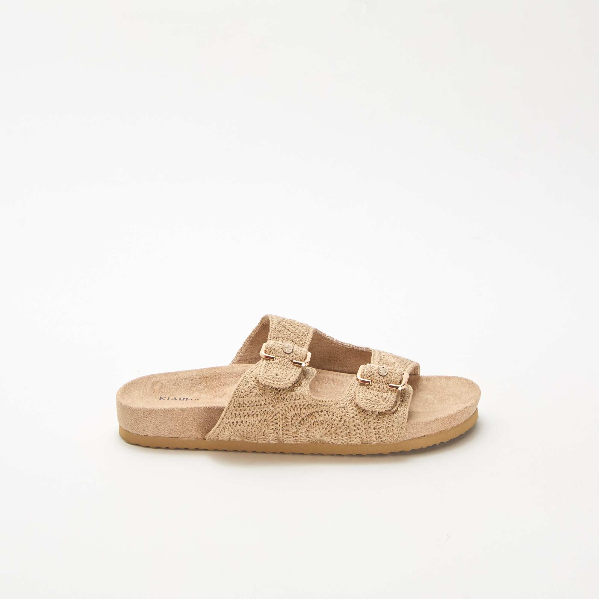 Macramé Double Strap Mules BEIGE - Image 2