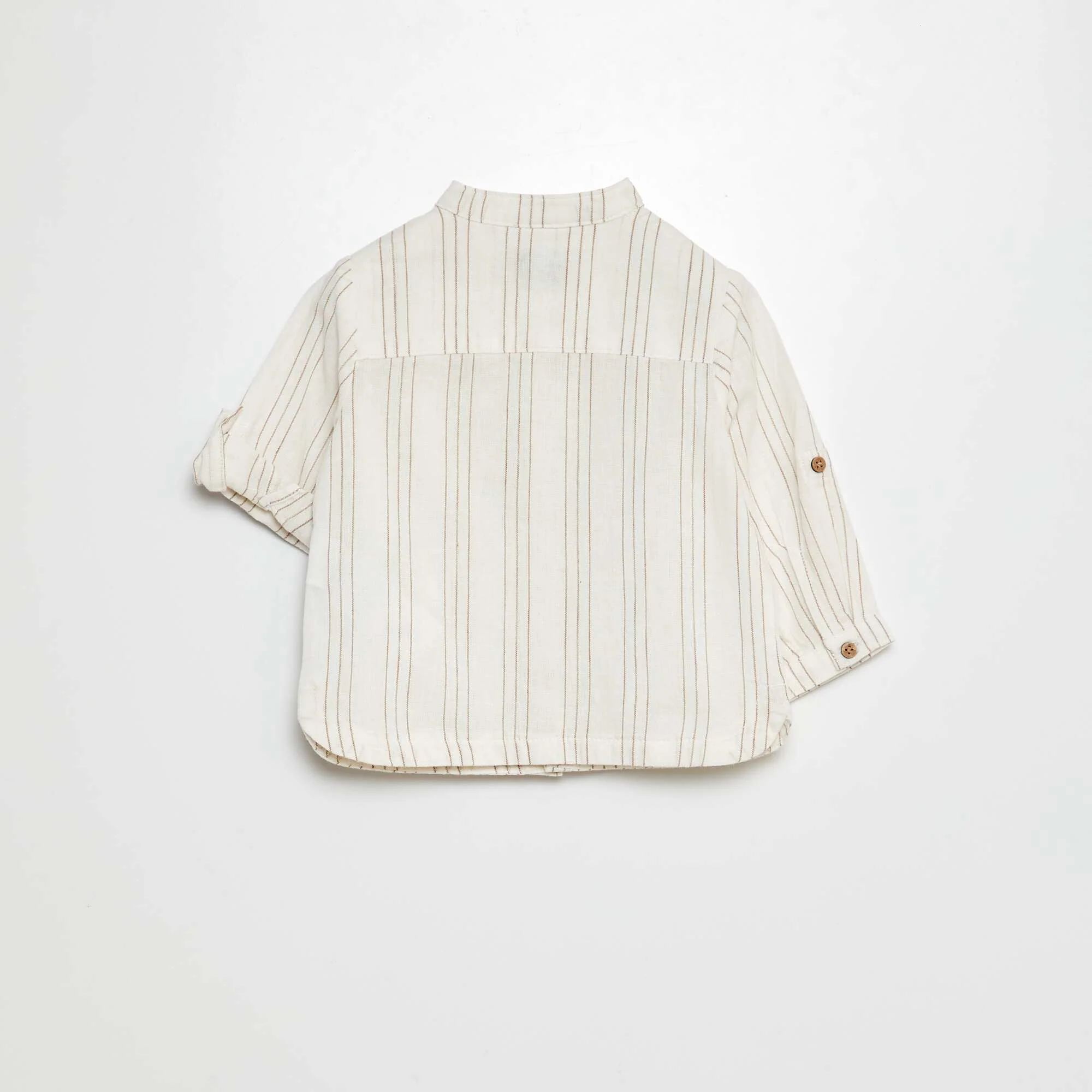 Mandarin collar shirt with roll-up sleeves WHITE - Image 2