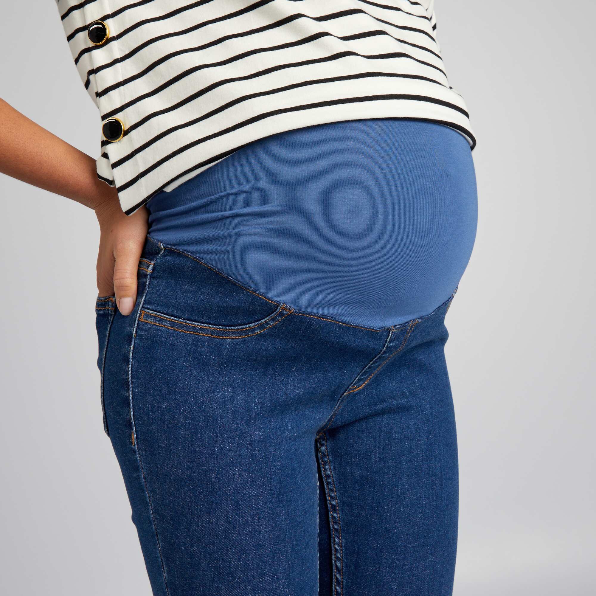 Maternity jeggings with support panel BLUE - Image 3