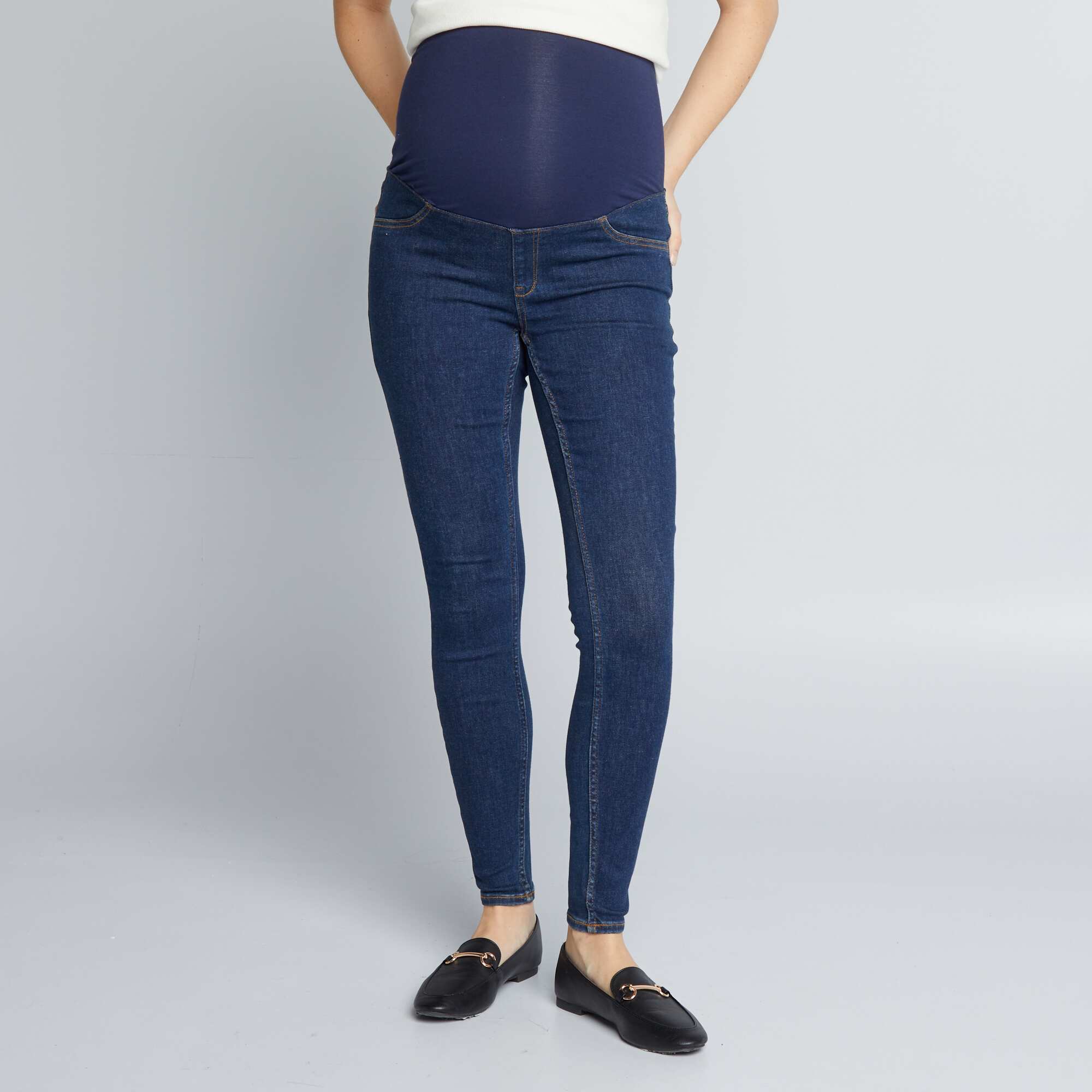 Maternity jeggings with support panel BLUE - Image 4