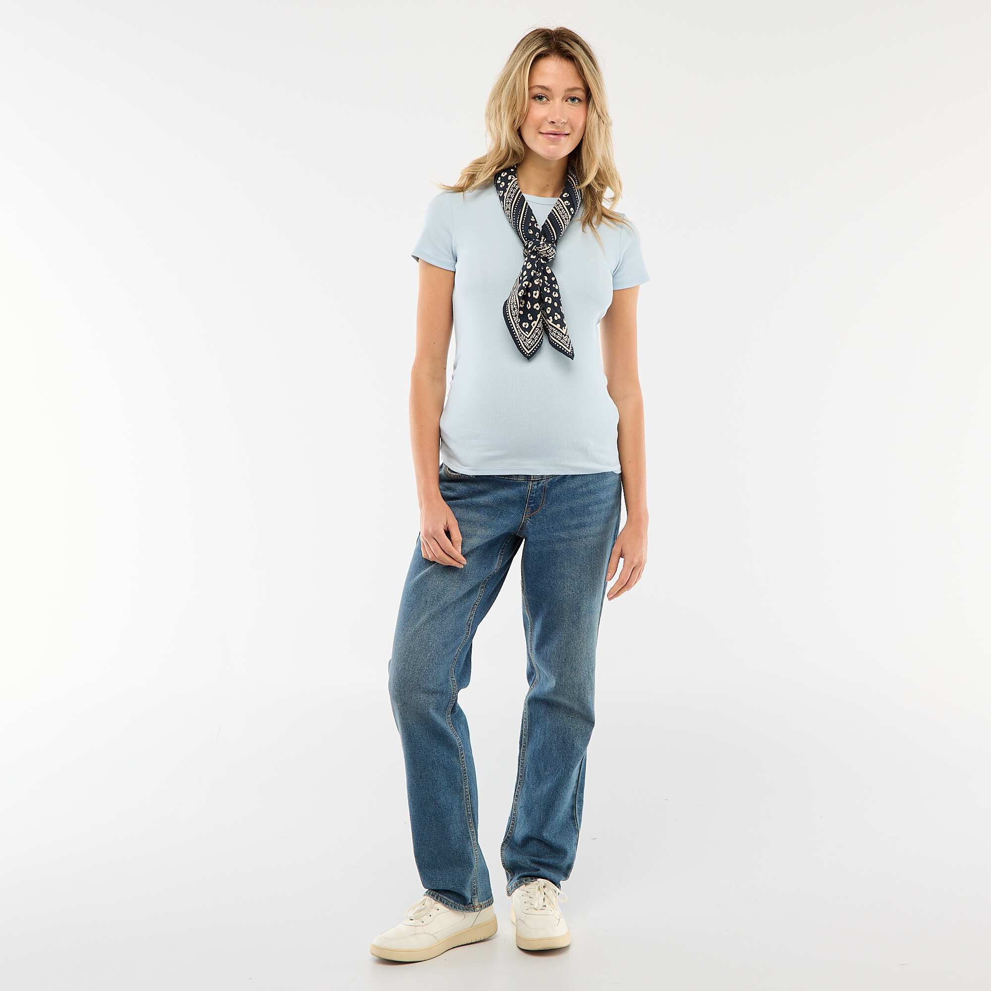 Maternity Trousers with Stretch Waistband BLUE