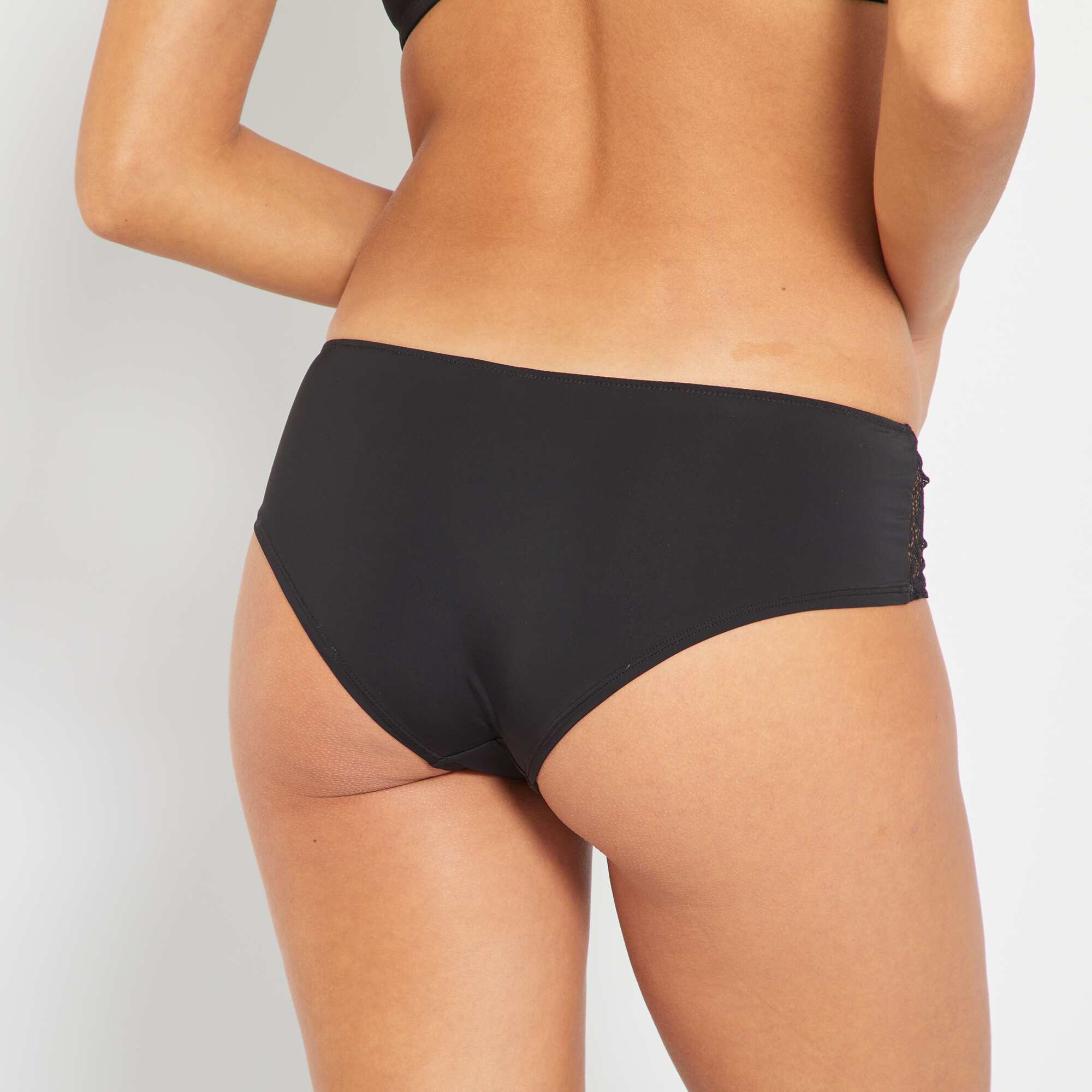 Microfibre and lace boy shorts black - Image 3
