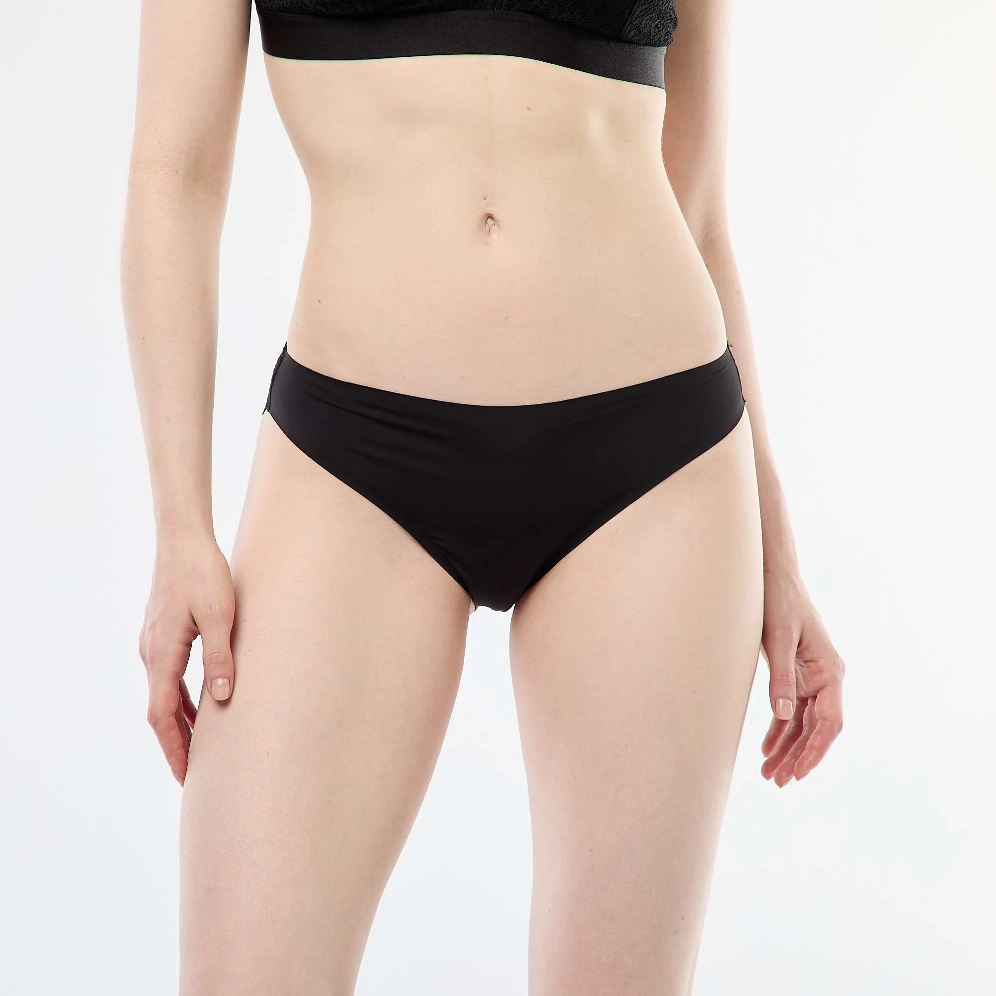 Microfibre and lace briefs BLACK - Image 2
