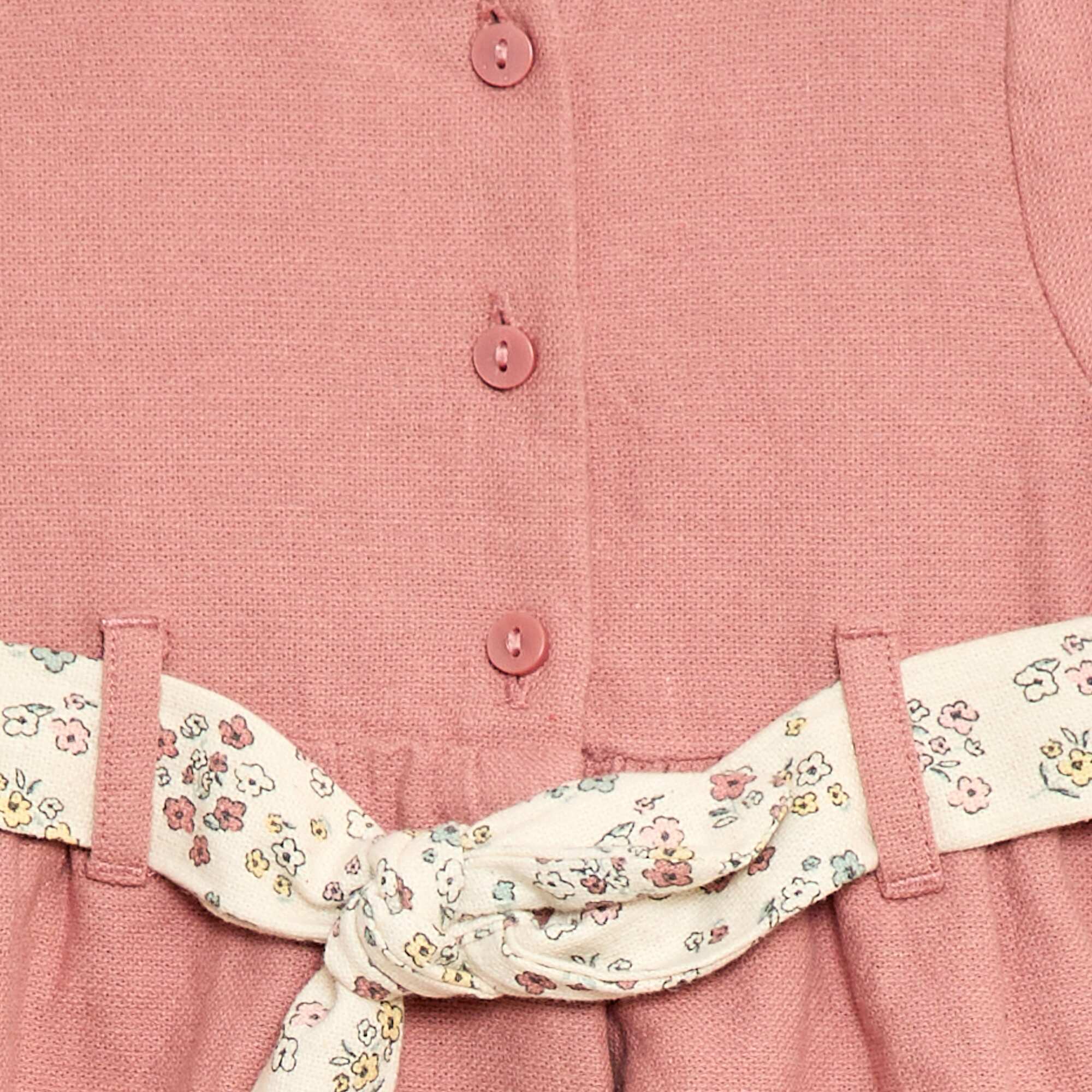 Mixed Linen Dress with Belt PINK - Image 3