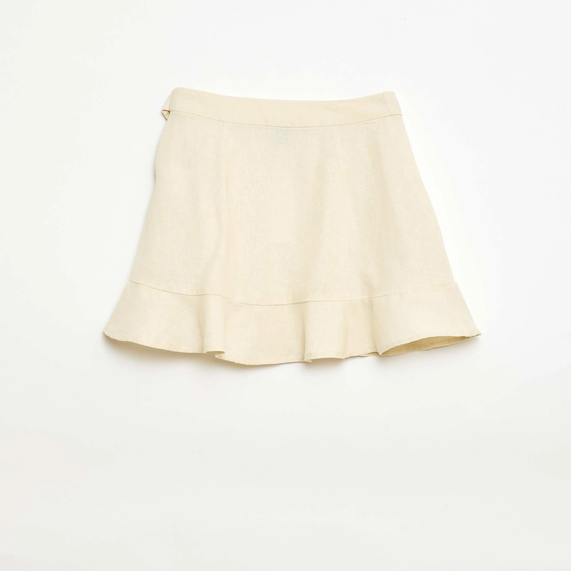 Mixed Linen Ruffle Skirt WHITE - Image 2