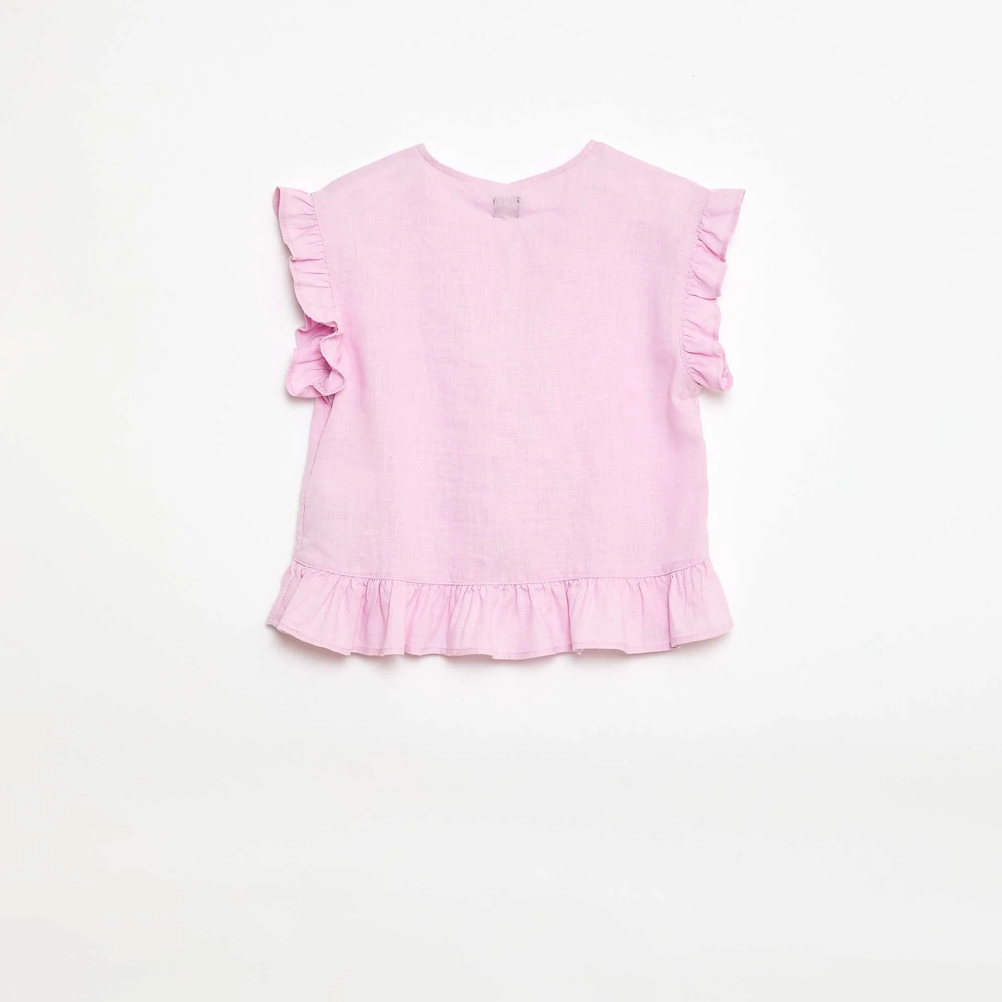Mixed Linen Ruffle Top PURPLE - Image 4