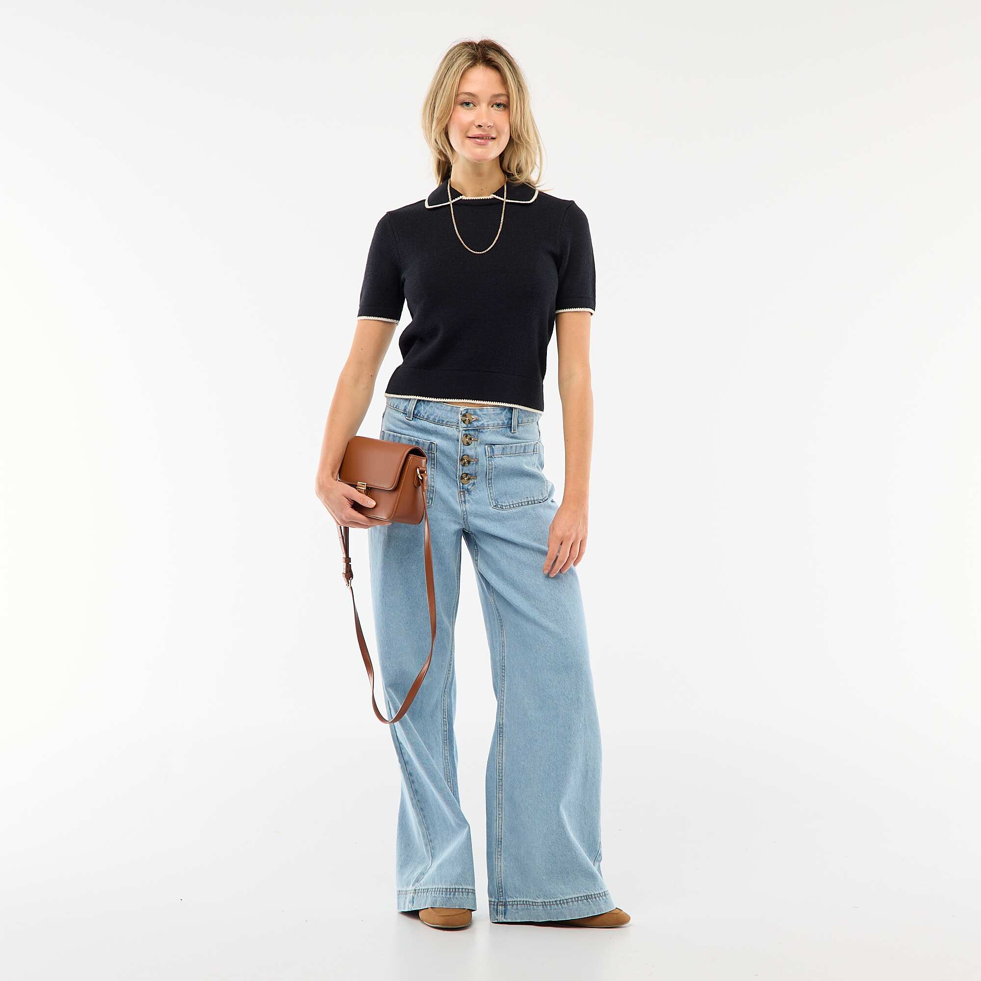 Mixed Wool Polo Sweater BLUE - Image 2