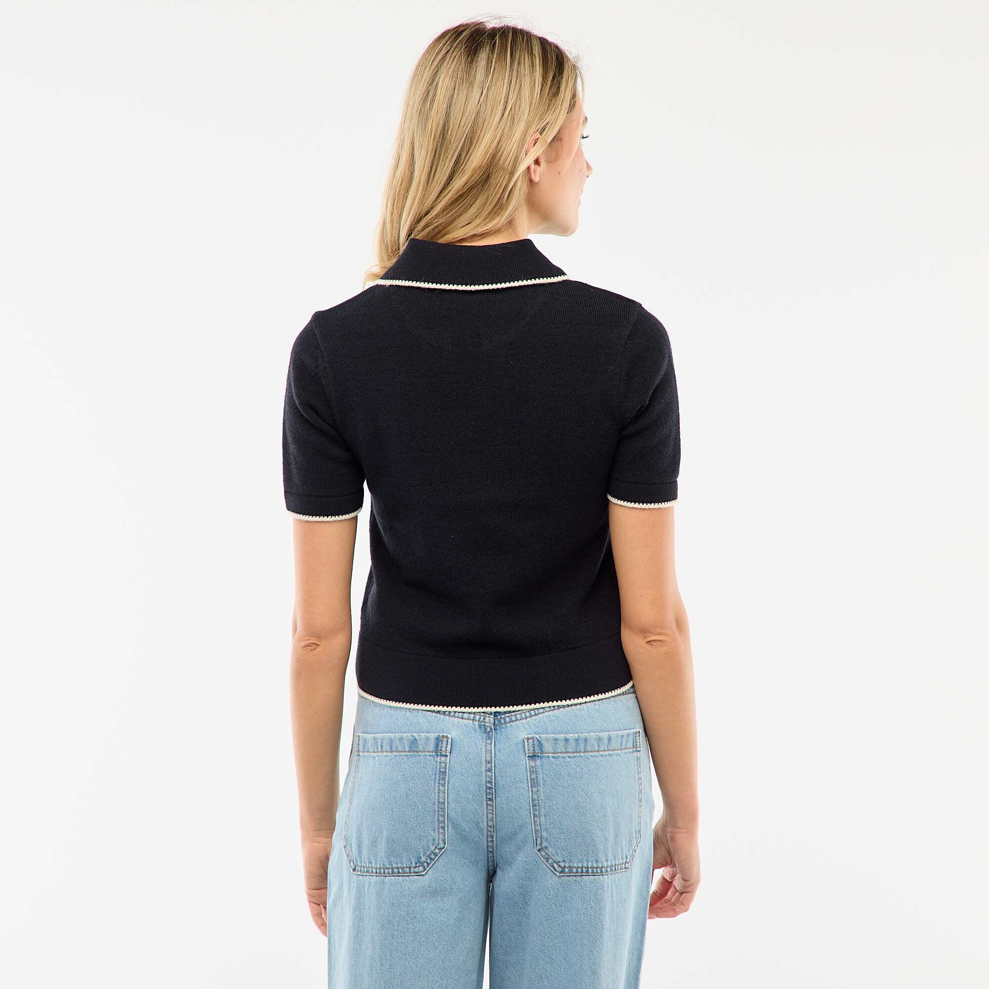 Mixed Wool Polo Sweater BLUE - Image 3