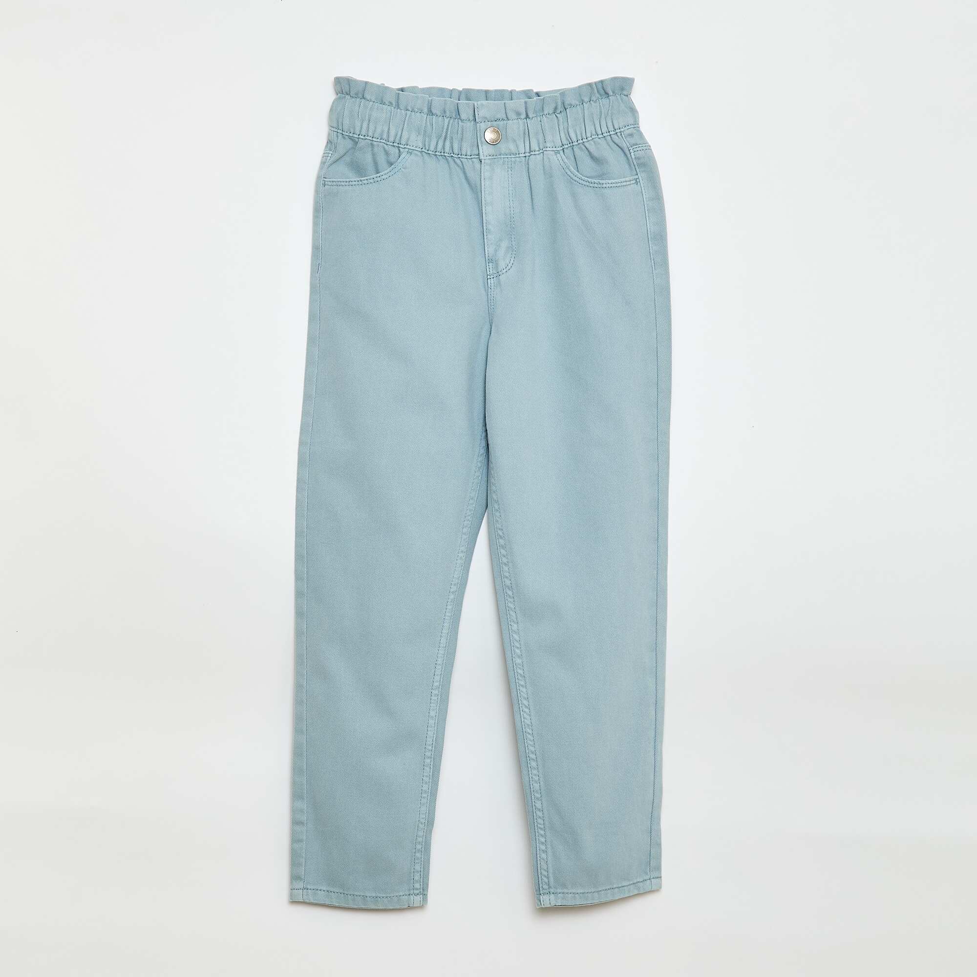 Mom Fit Denim Pants with Print BLUE