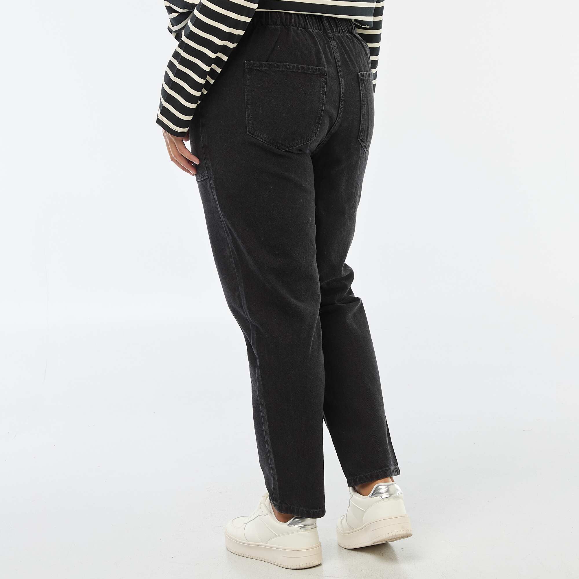 Mom Jeans with Elasticated Waist GREY - Image 3