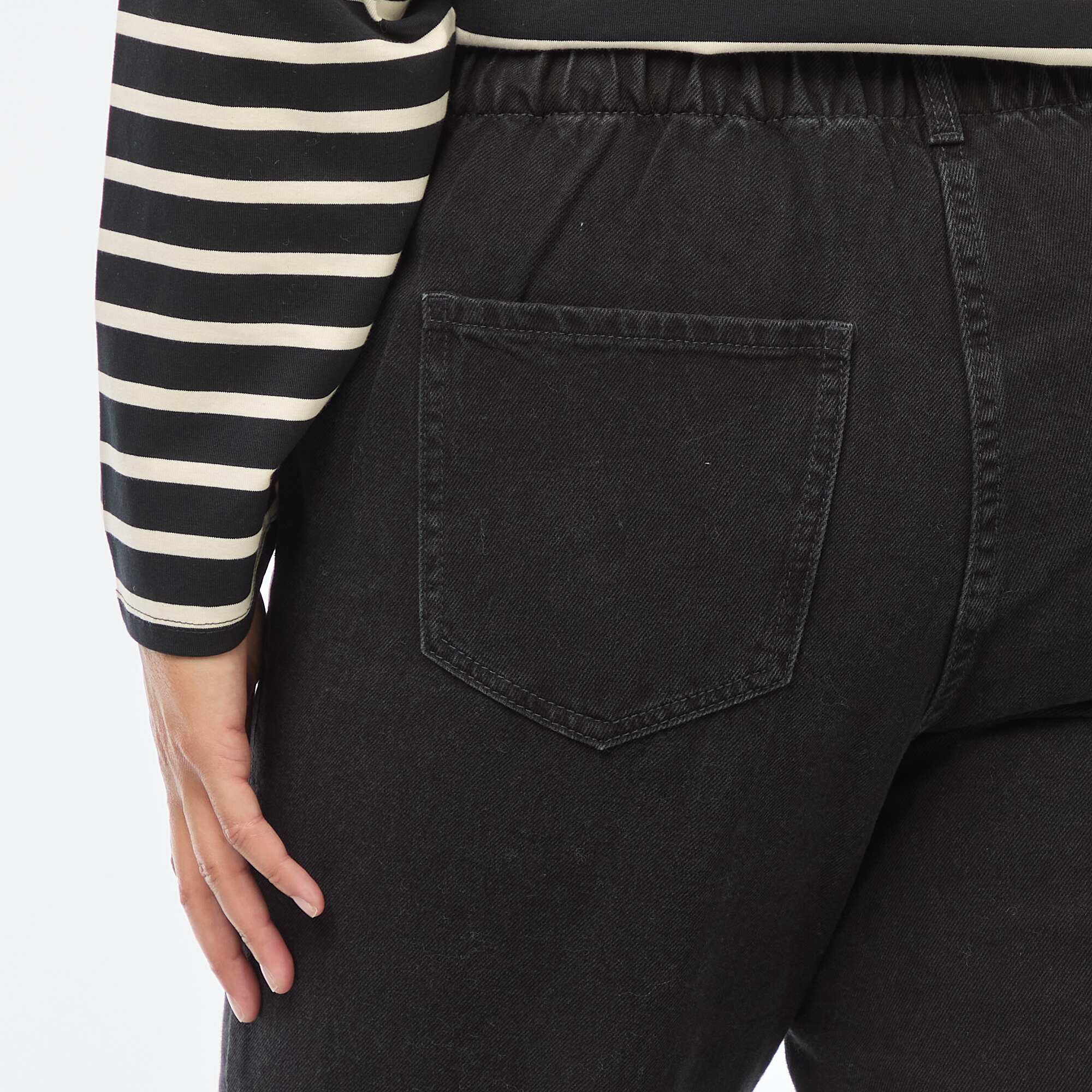 Mom Jeans with Elasticated Waist GREY - Image 4
