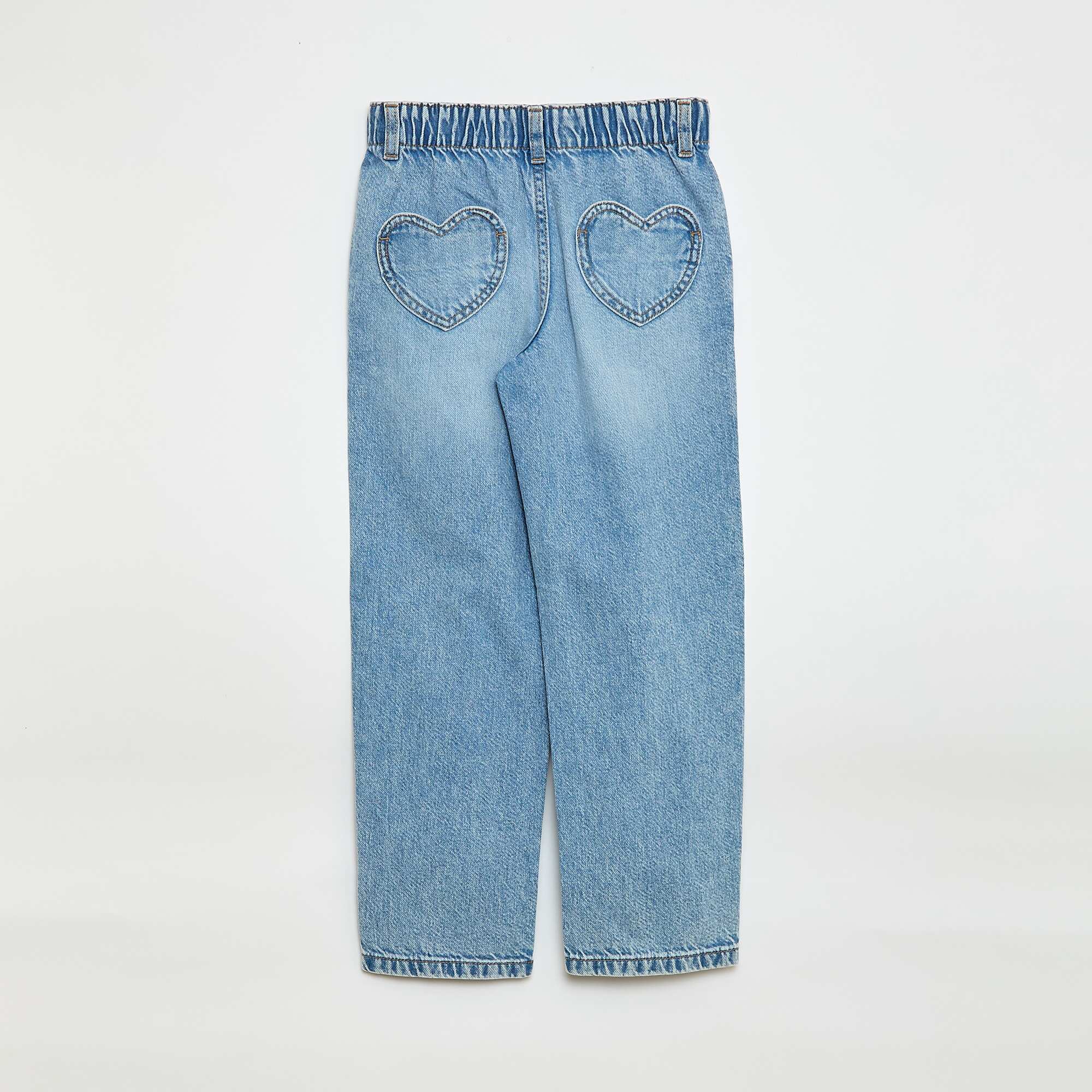 Mom Jeans with Heart-Shaped Pockets BLUE - Image 2