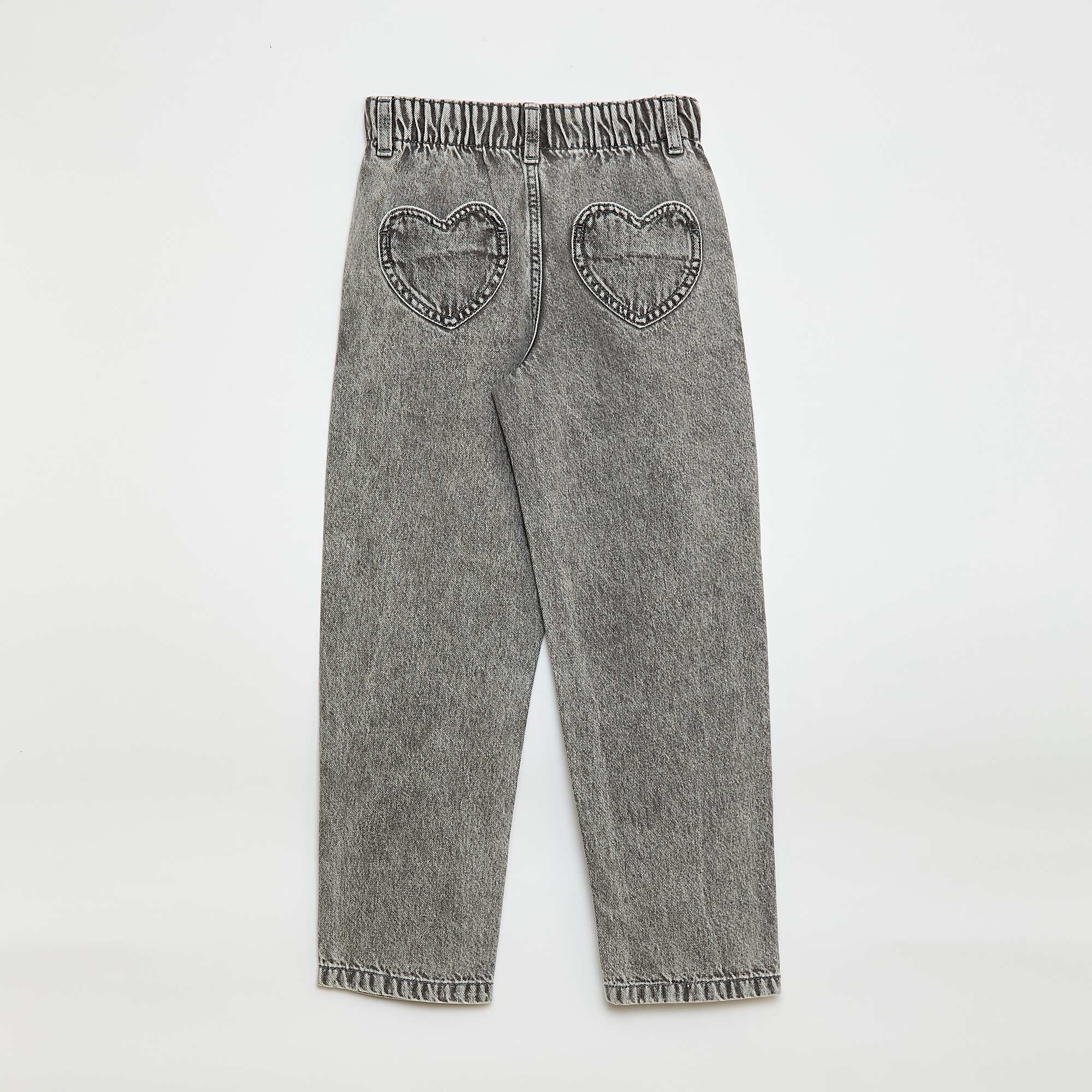 Mom Jeans with Heart-Shaped Pockets GREY - Image 2