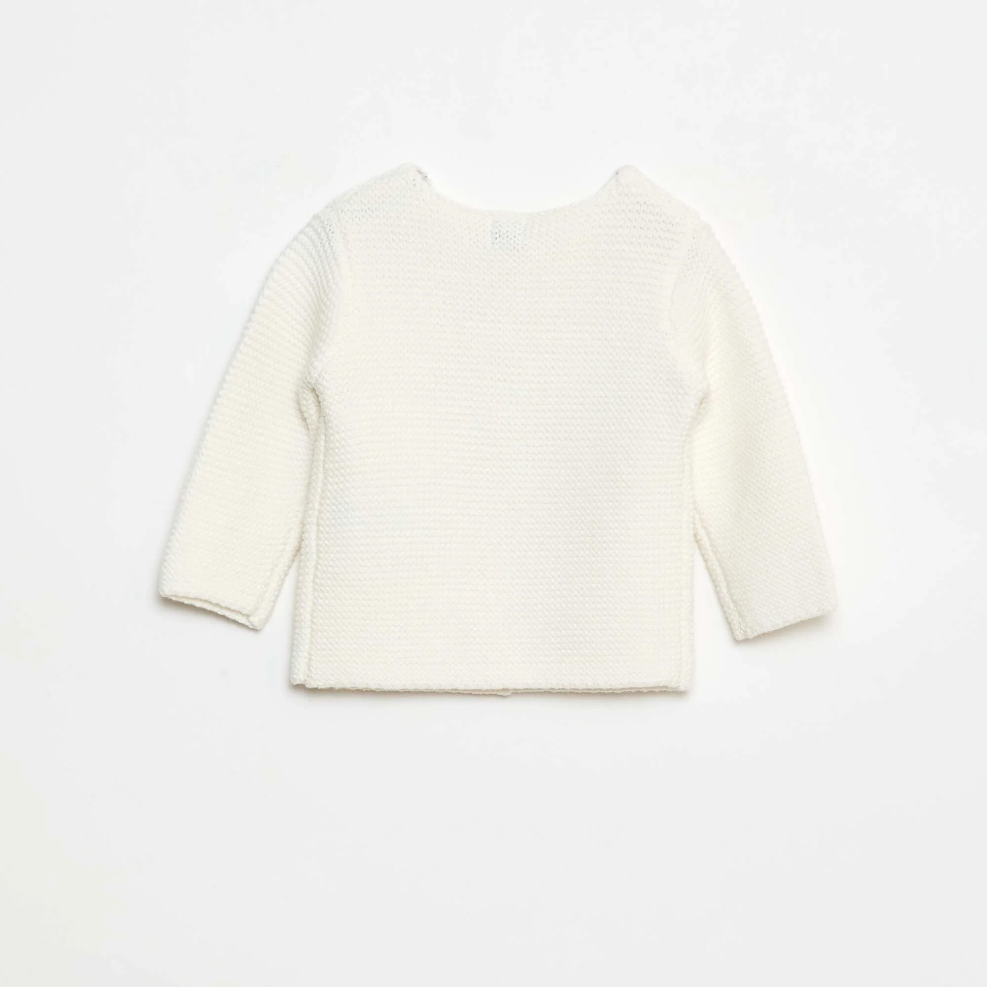Moss Stitch Cardigan WHITE - Image 2