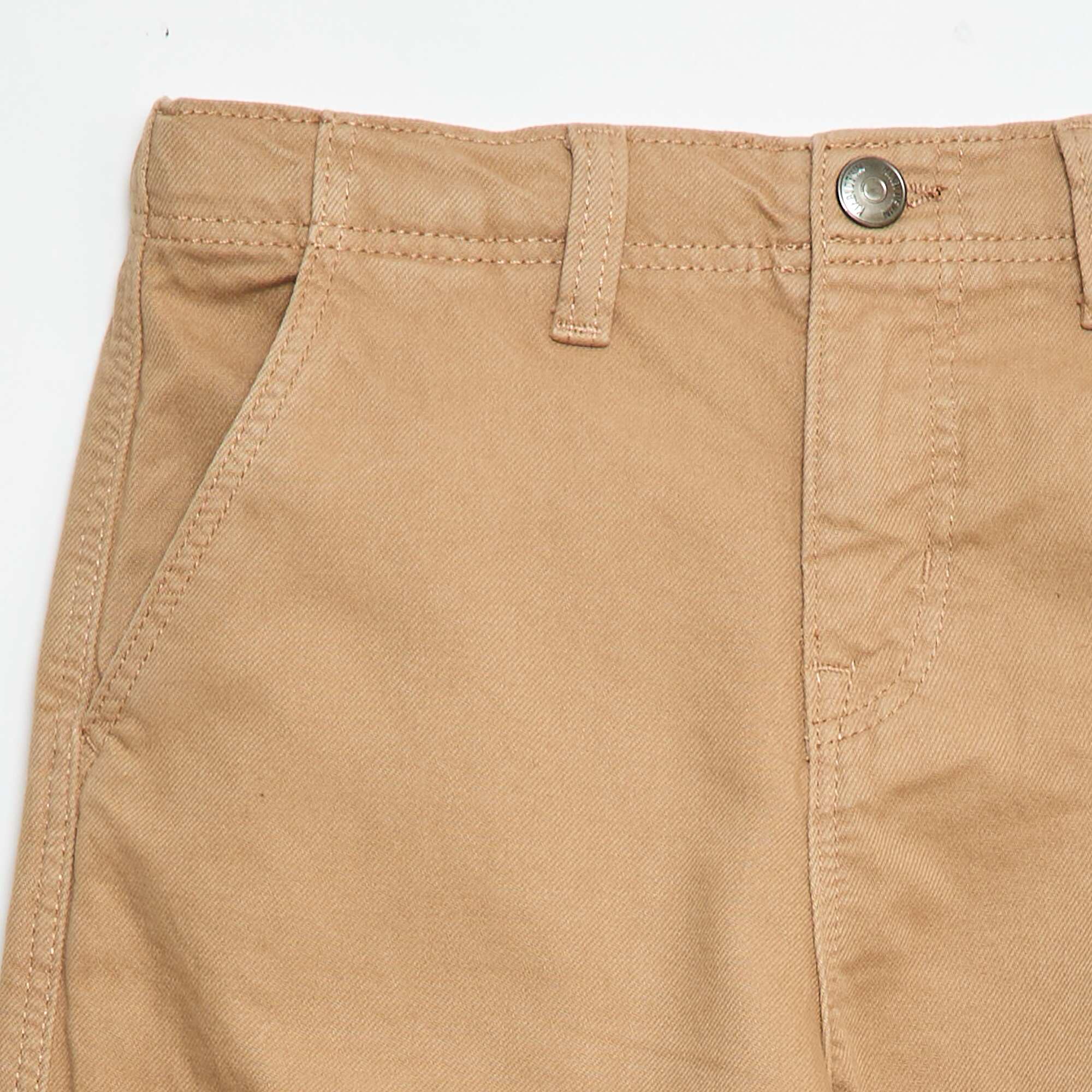 Multi-Pocket Plain Trousers BEIGE - Image 3
