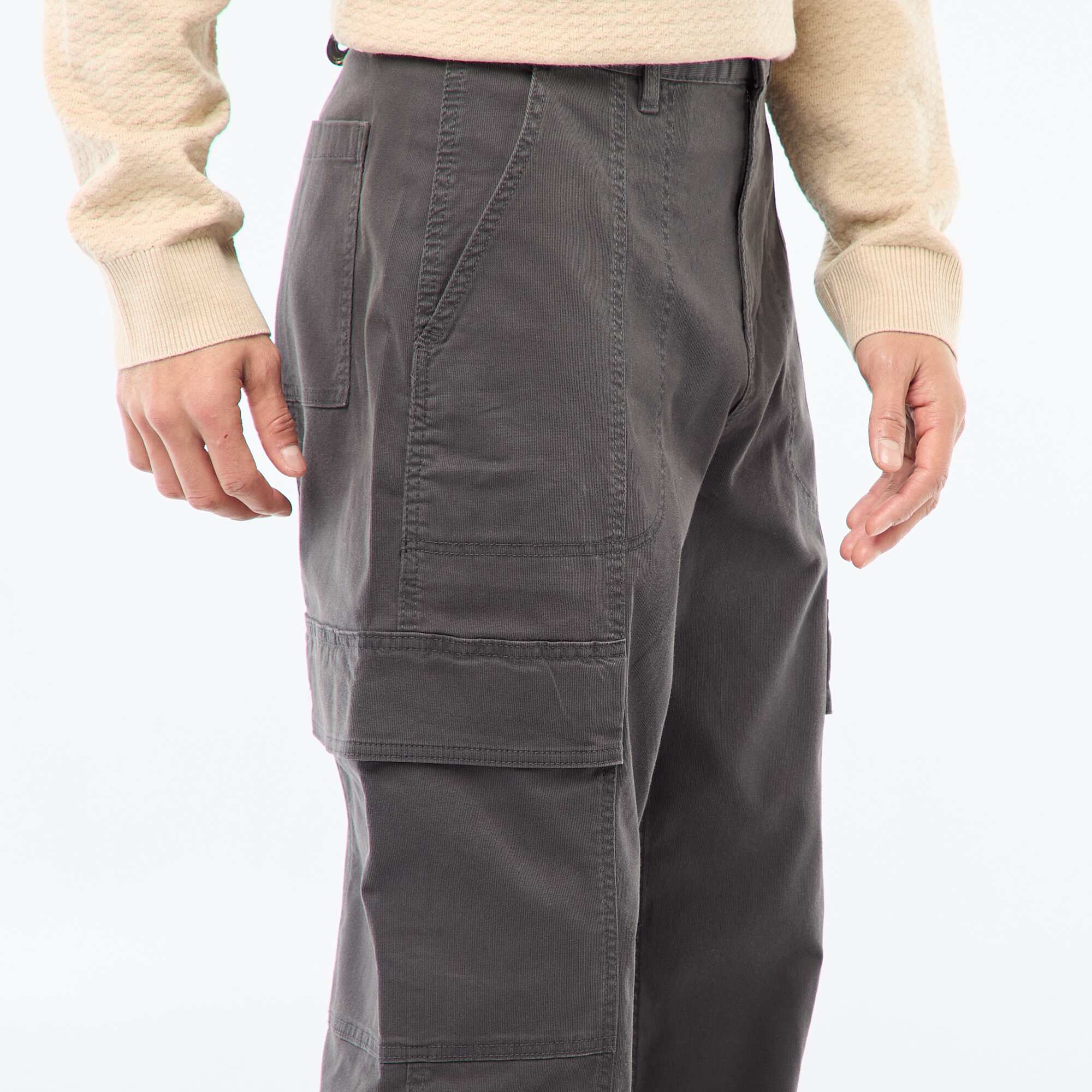 Multi-Pocket Solid Color Straight Leg / Regular Fit Pants BLACK - Image 4