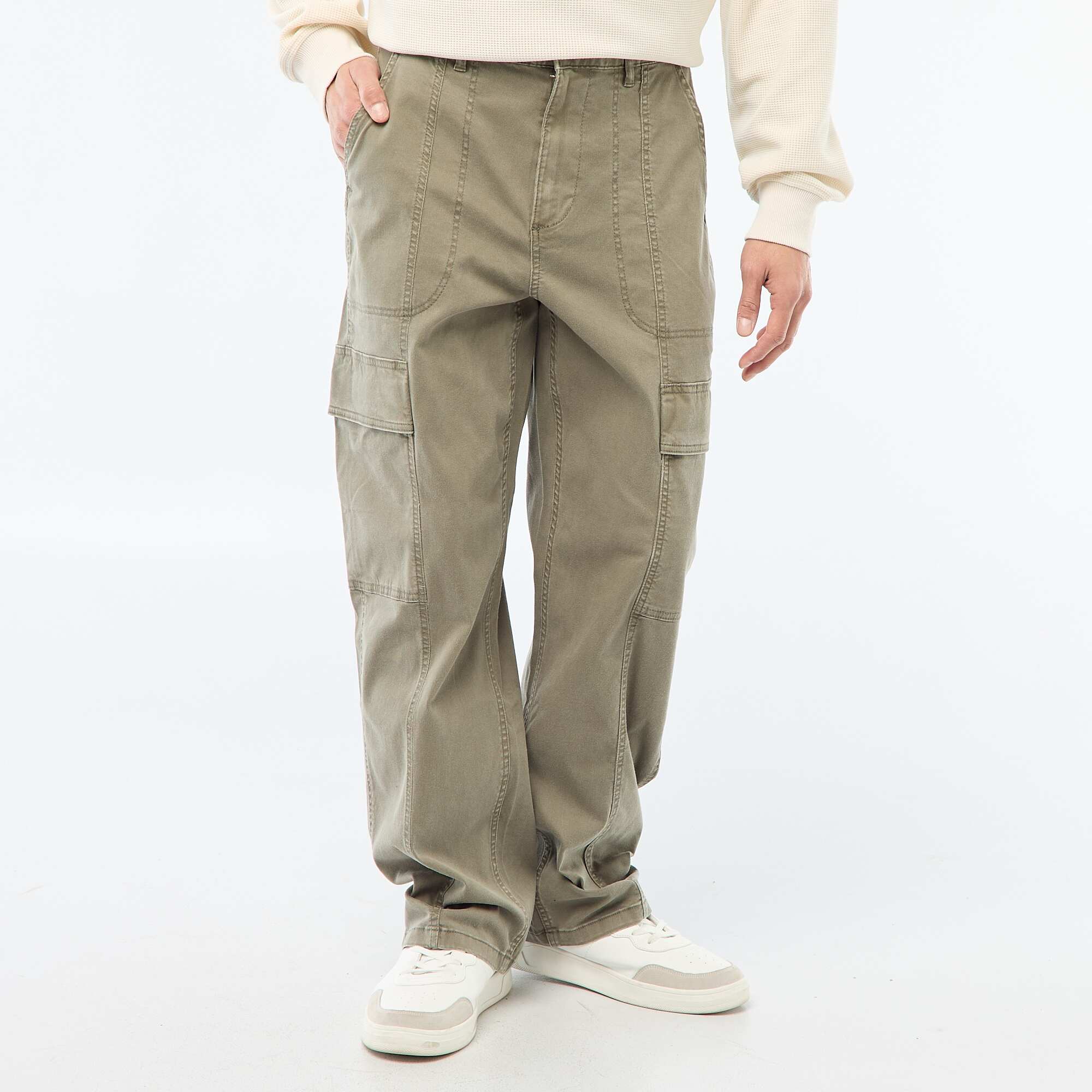 Multi-Pocket Straight Leg Pants / Regular Fit KHAKI - Image 2