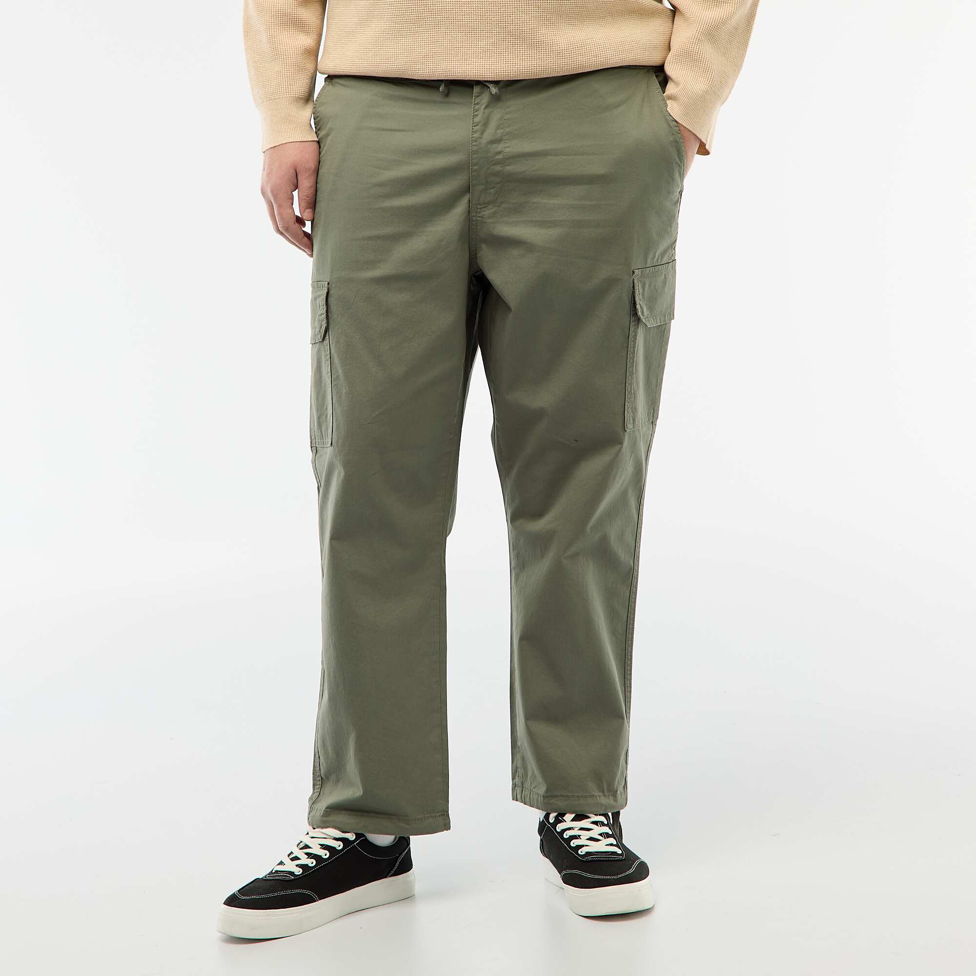 Multi-pocket straight leg / regular fit trousers GREEN - Image 2