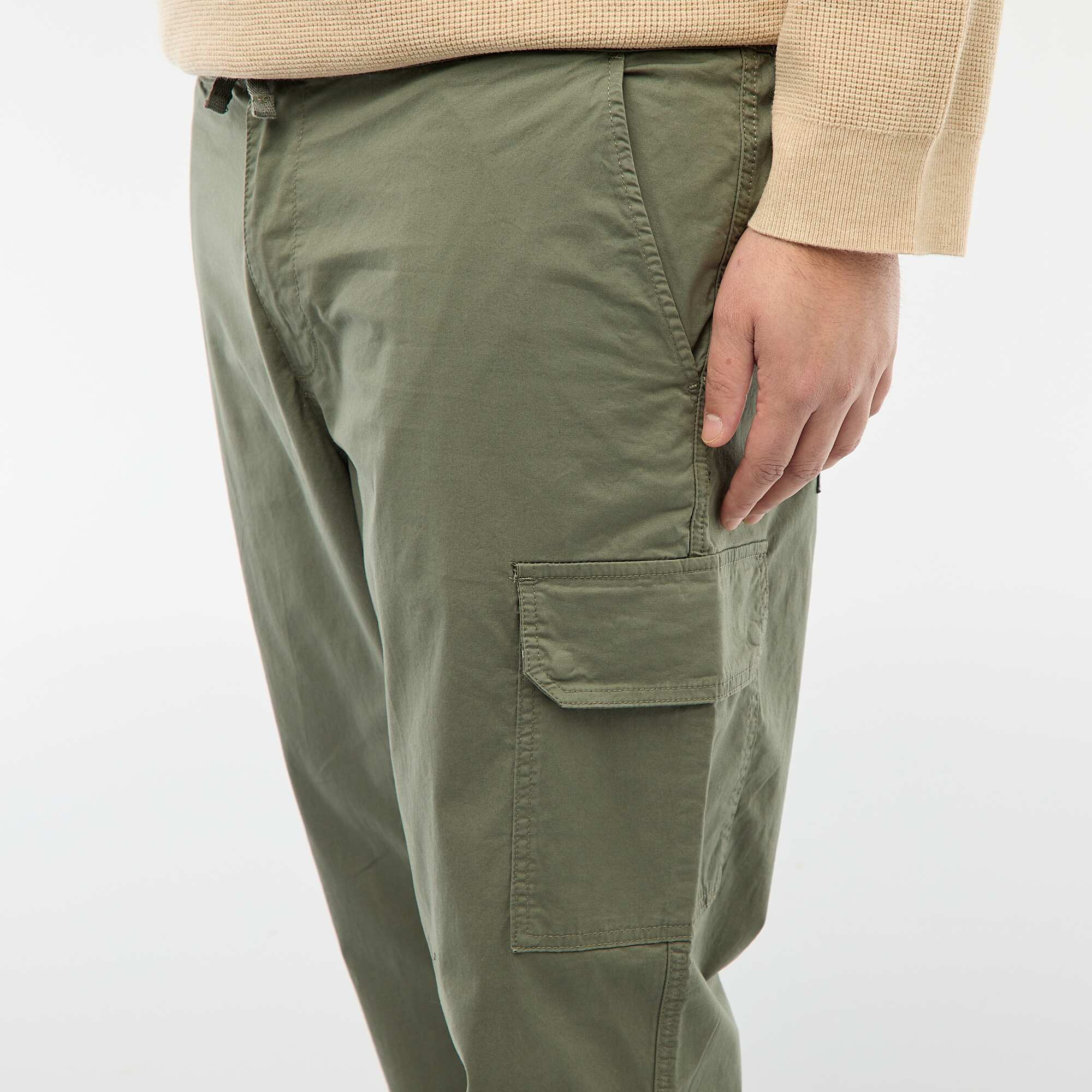 Multi-pocket straight leg / regular fit trousers GREEN - Image 4