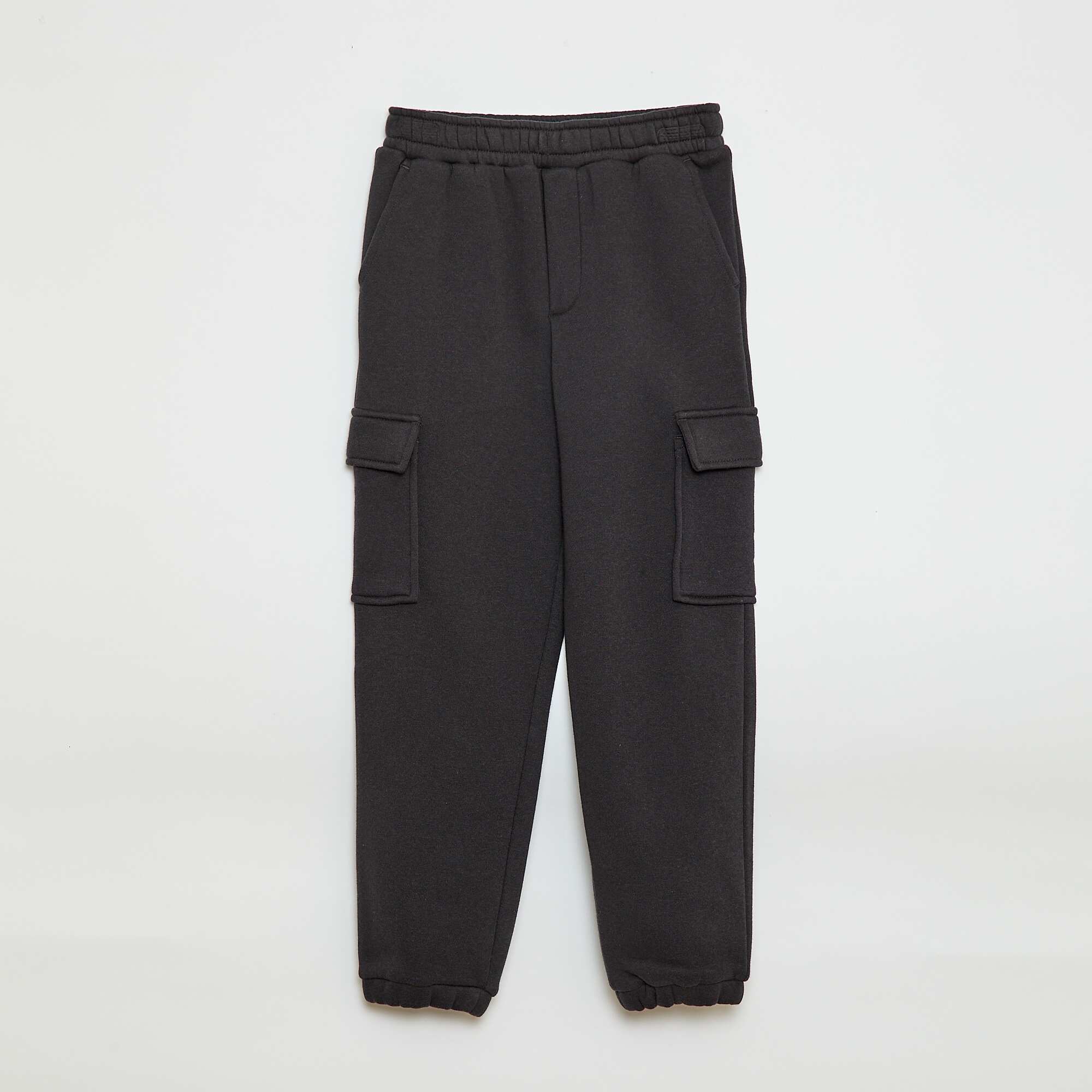 Multi-pocket sweatshirt fabric joggers BLACK