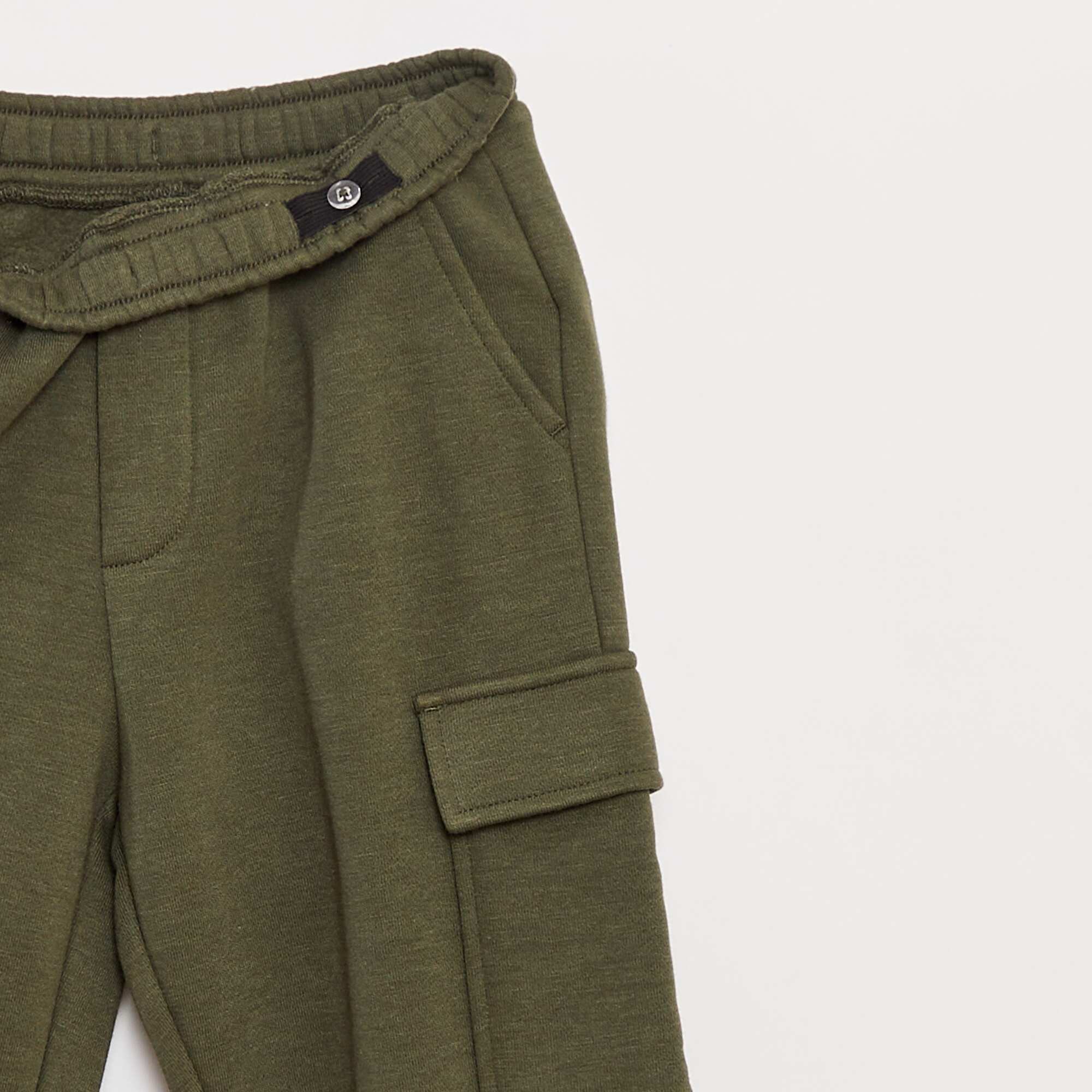 Multi-pocket sweatshirt fabric joggers GREEN - Image 5