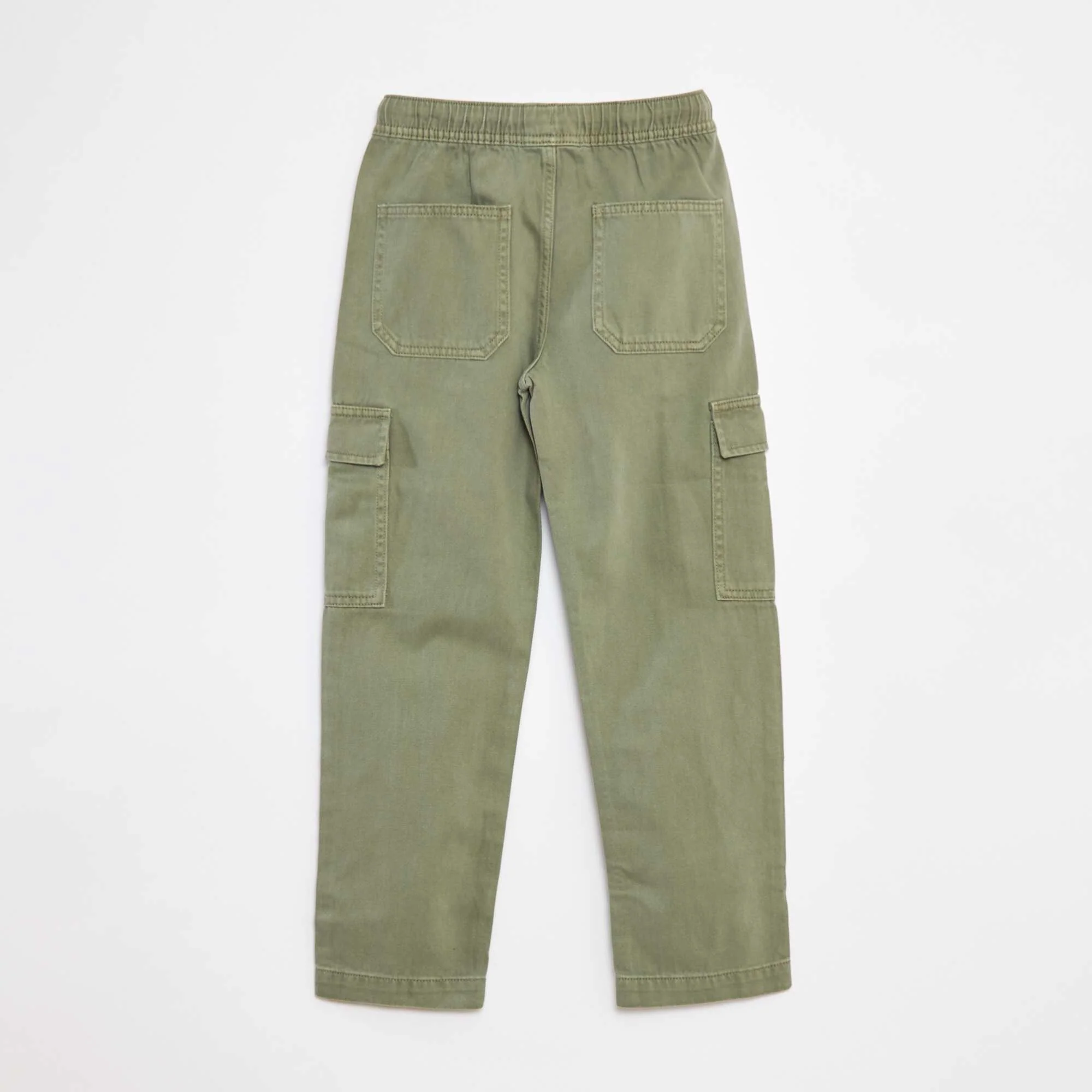 Multi-pocket trousers with elasticated waistband GREEN