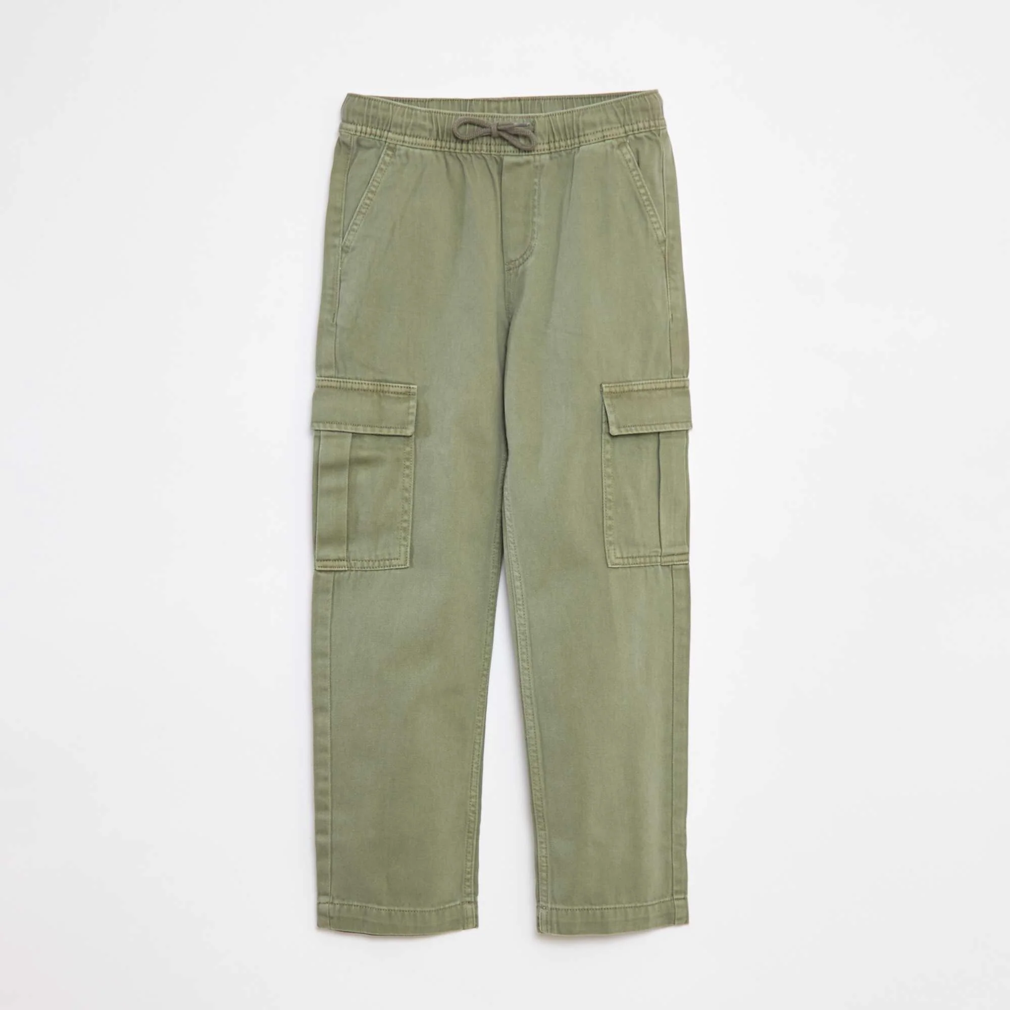 Multi-pocket trousers with elasticated waistband GREEN - Image 2
