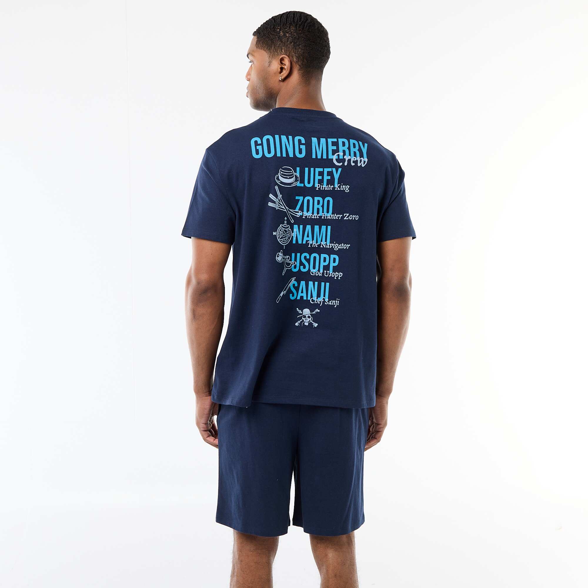 One Piece Short Pajama Set - 2 Piece BLUE - Image 2