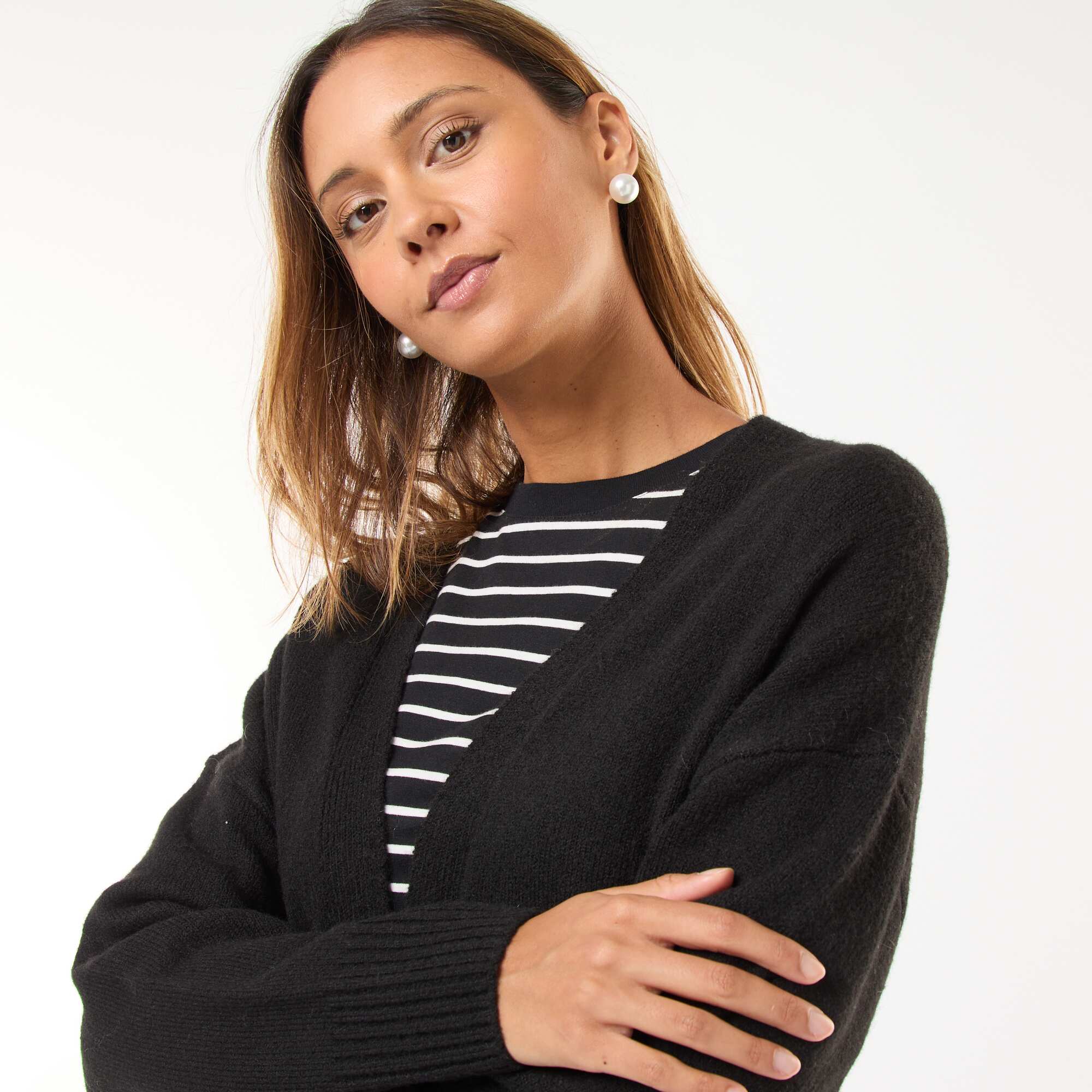 Open Front Long Cardigan BLACK - Image 4