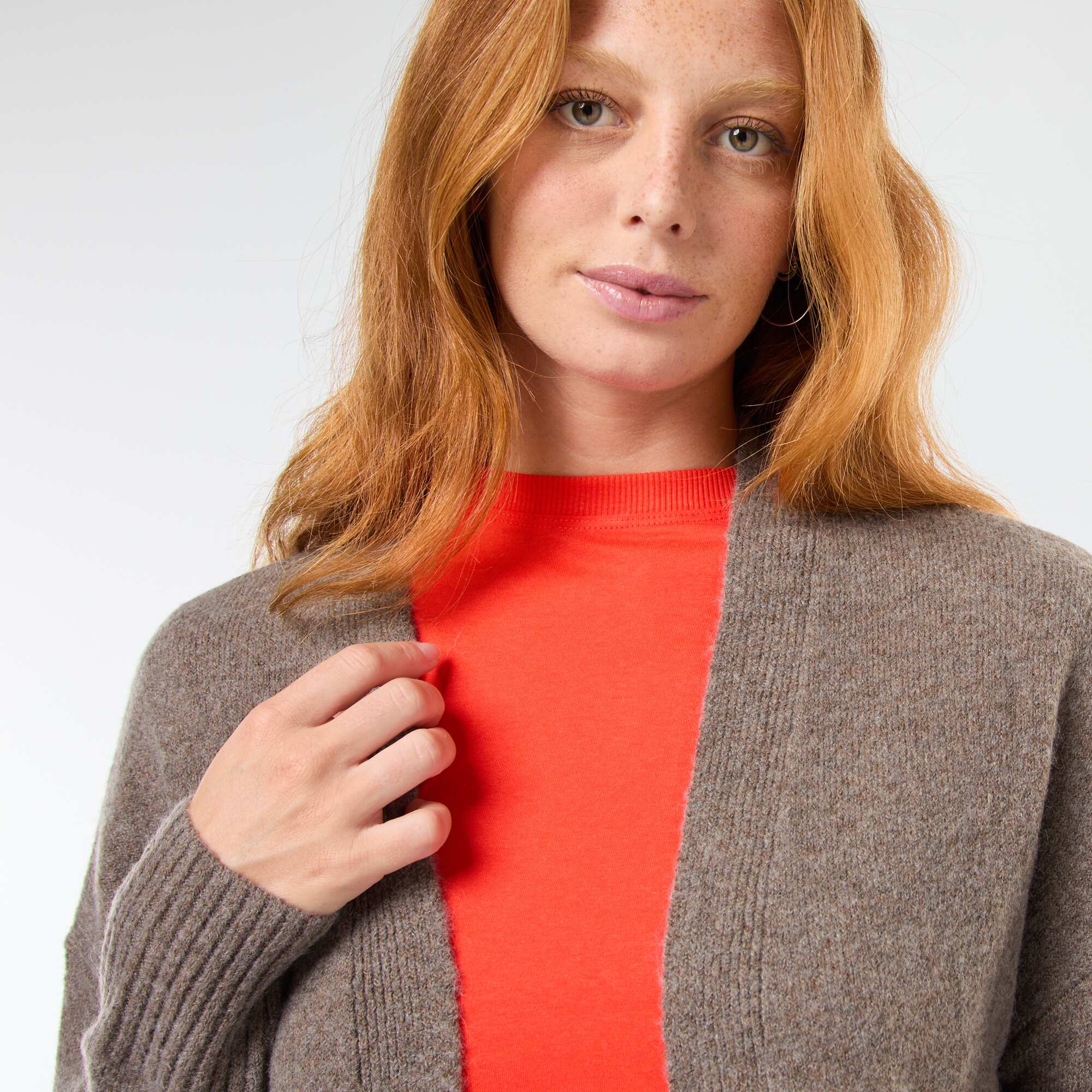 Open Front Long Cardigan BROWN - Image 4
