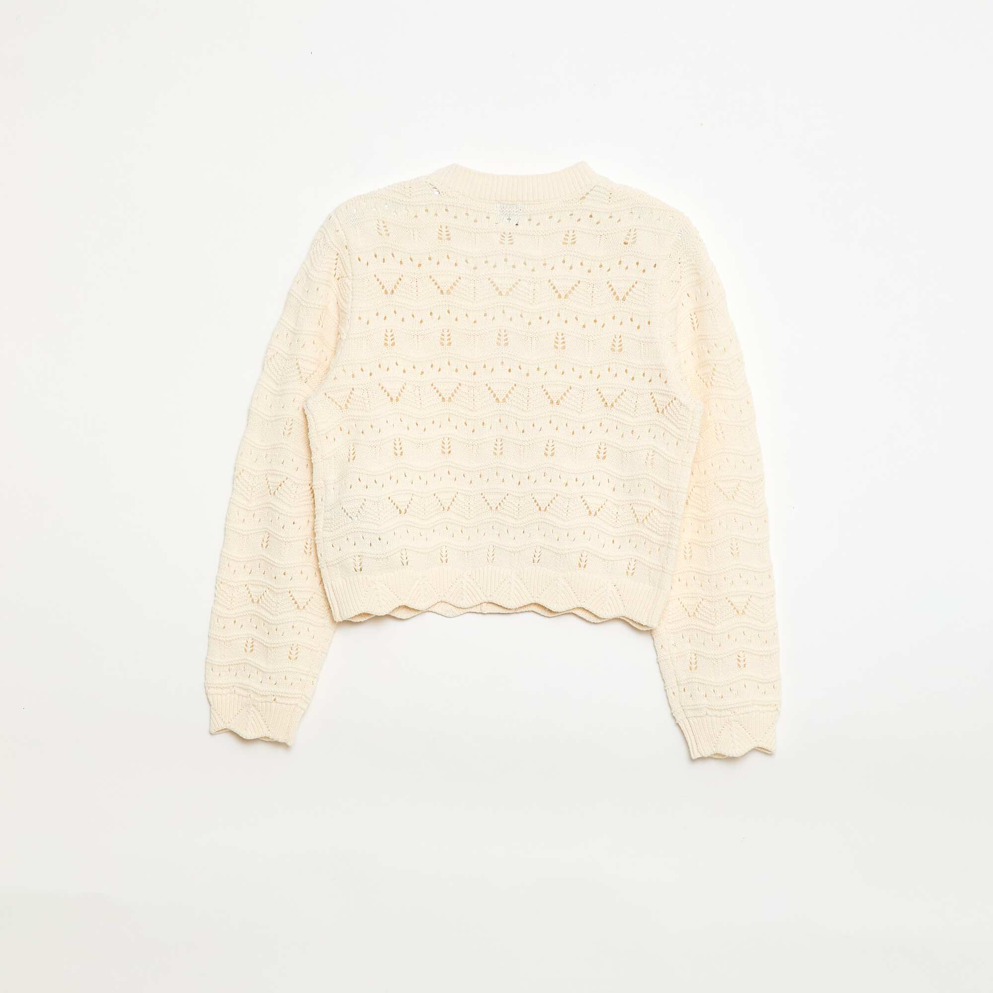 Open Knit Cardigan BEIGE - Image 2
