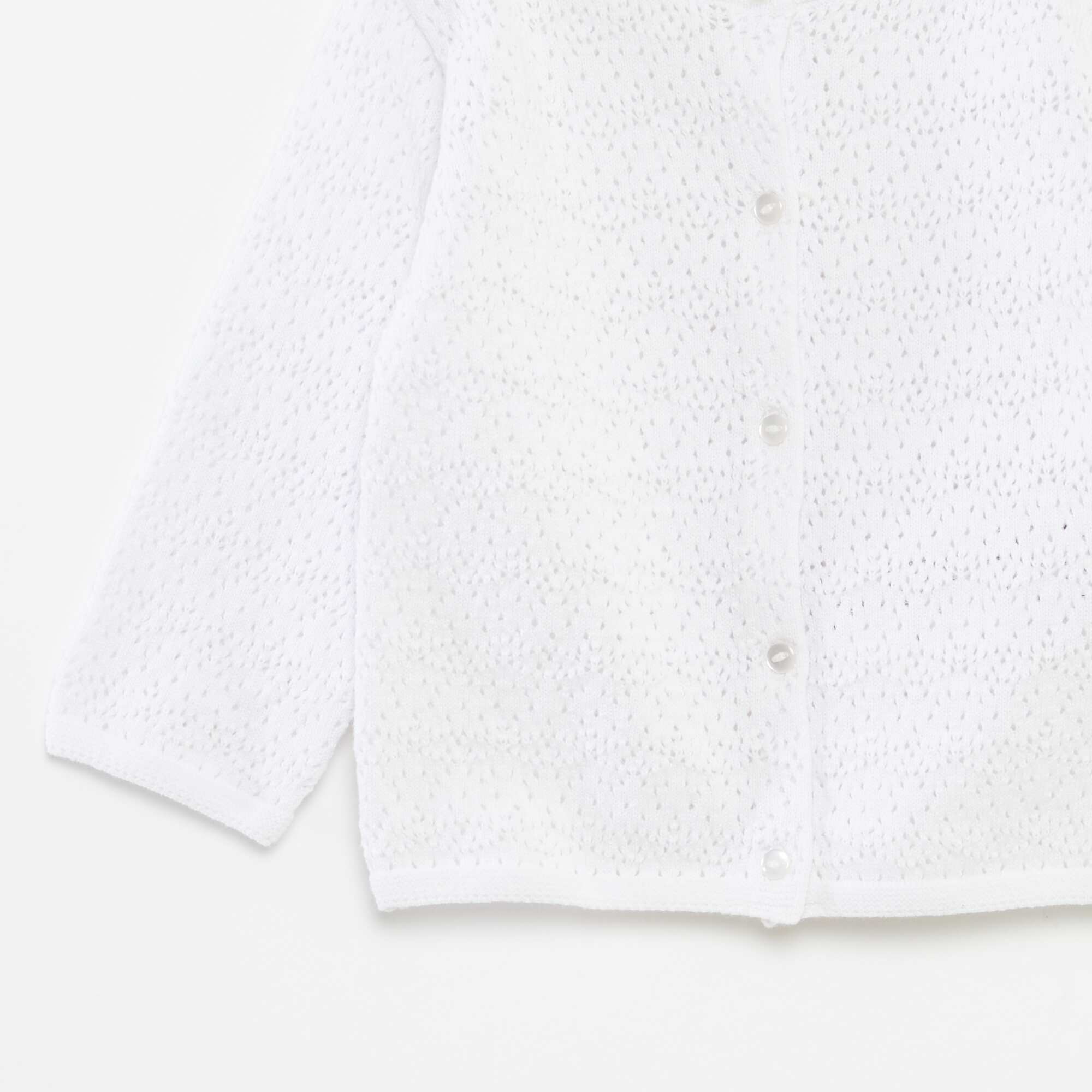 Openwork knit buttoned cardigan WHITE - Image 2