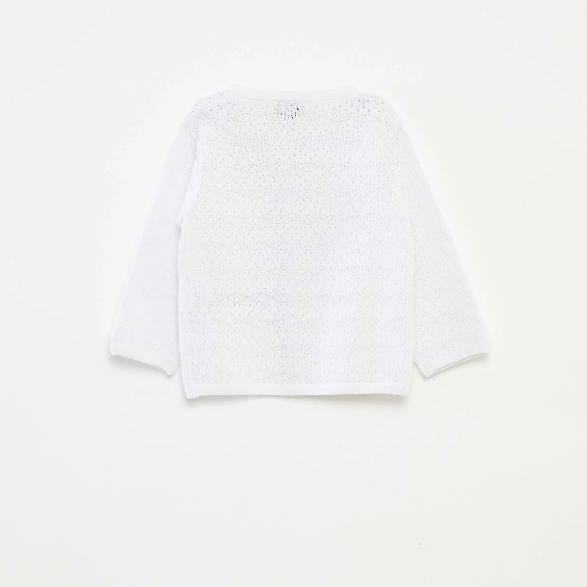 Openwork knit buttoned cardigan WHITE - Image 3