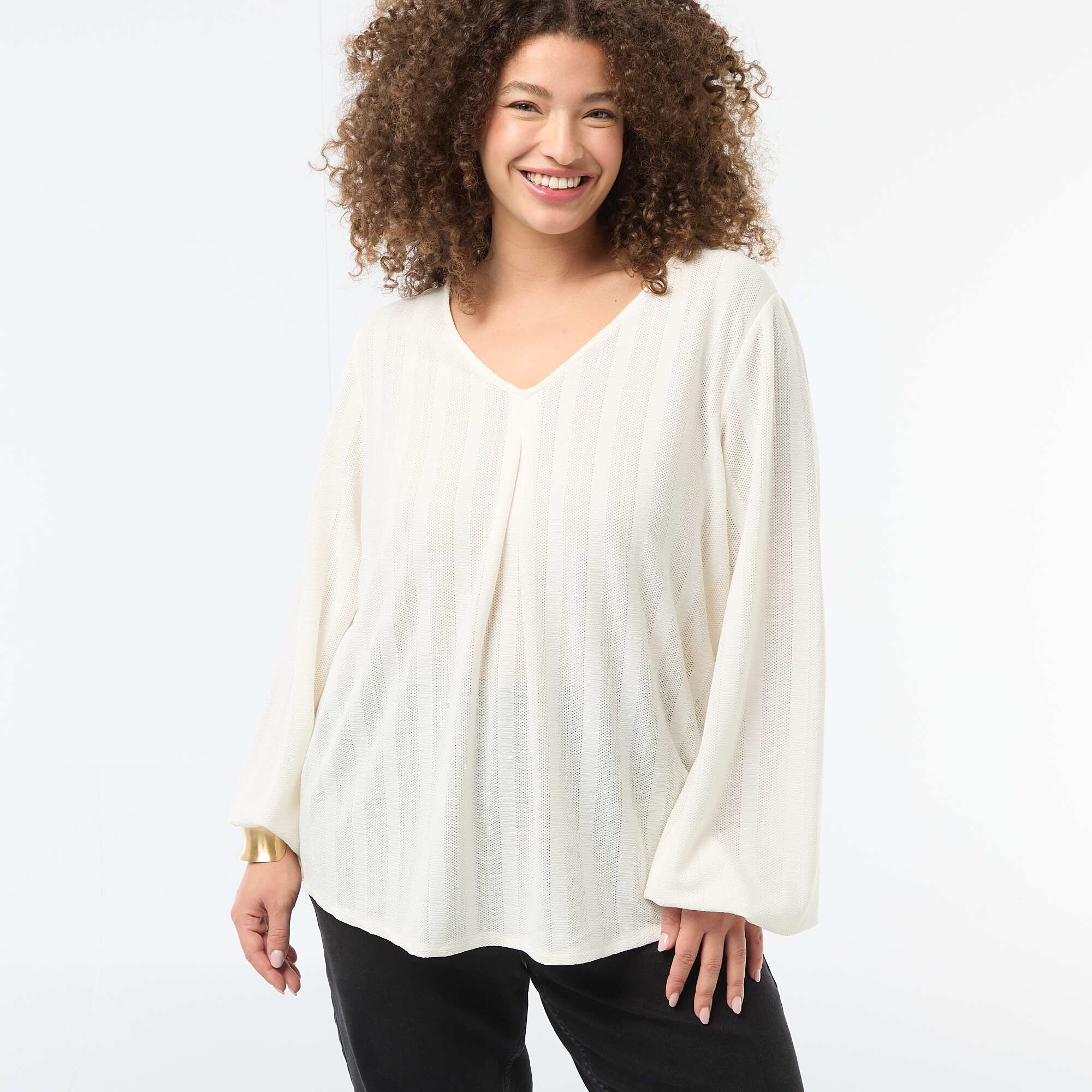 Openwork Knit Short-Sleeve T-Shirt WHITE - Image 4