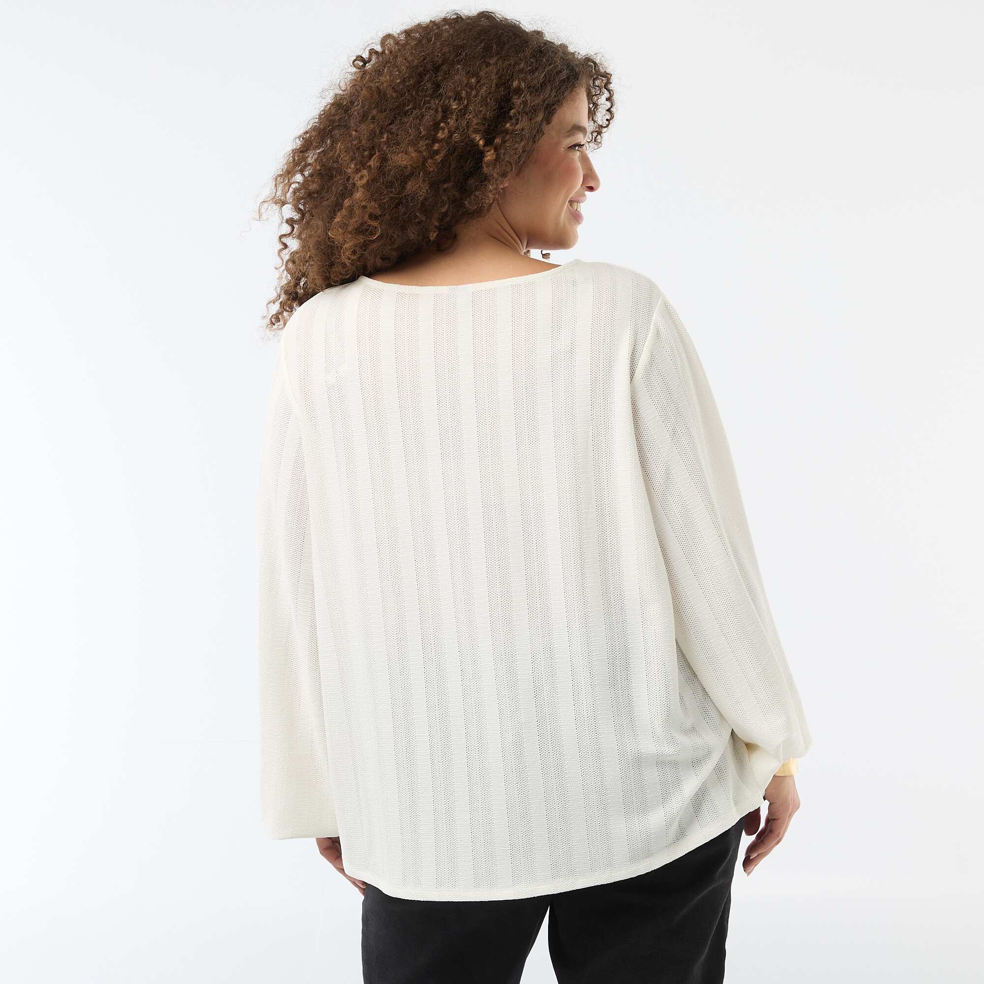 Openwork Knit Short-Sleeve T-Shirt WHITE - Image 5