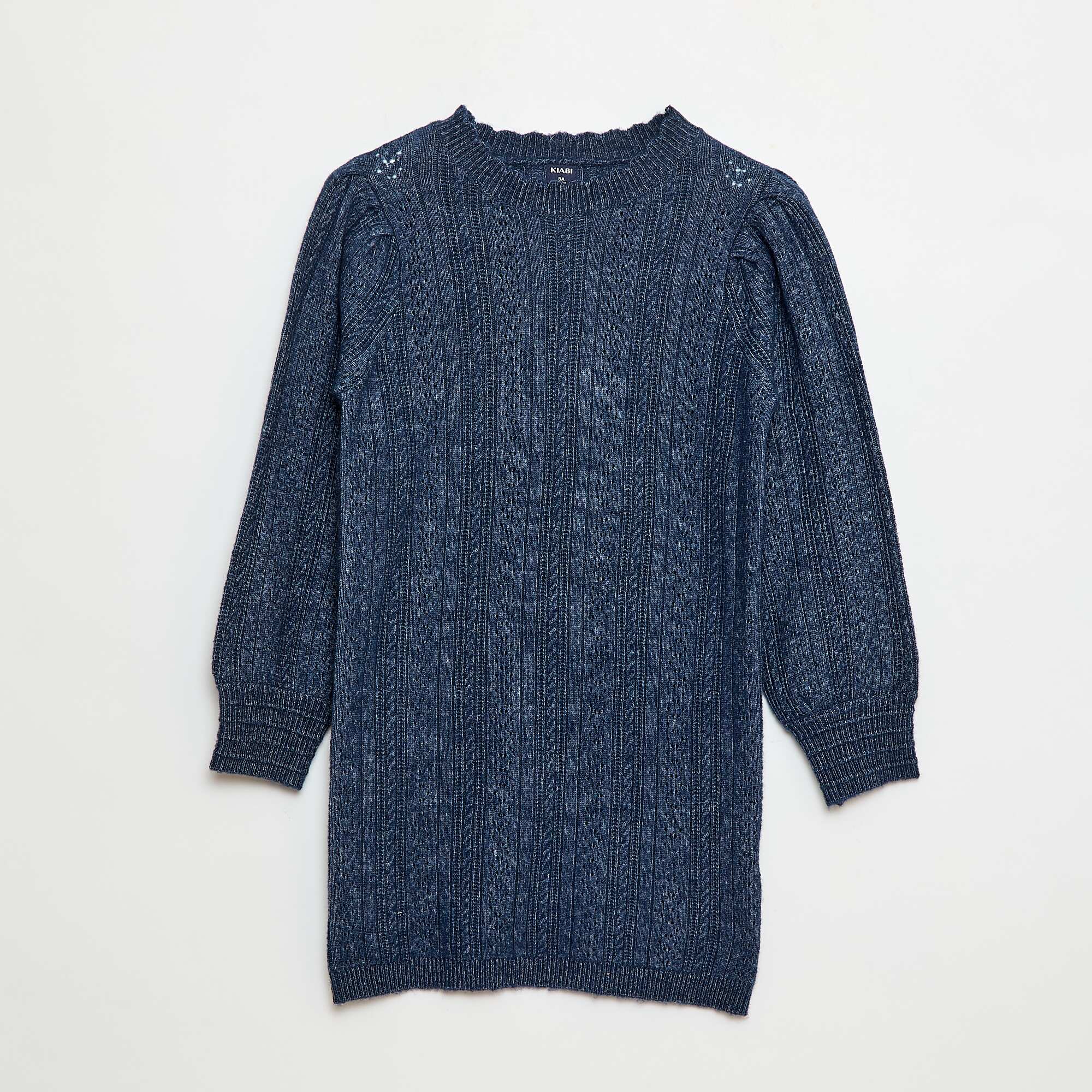 Openwork Knit Sweater Dress BLUE