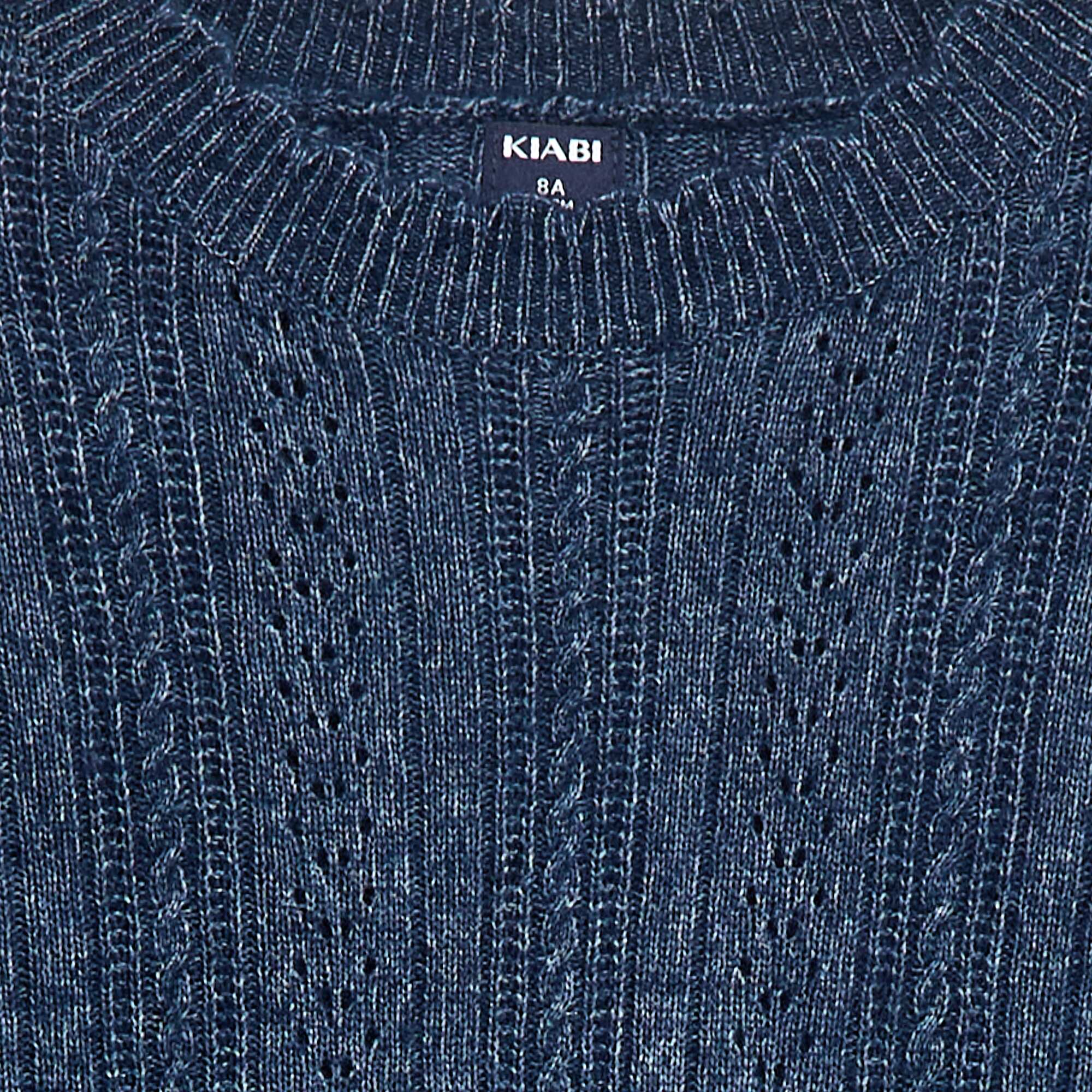 Openwork Knit Sweater Dress BLUE - Image 3