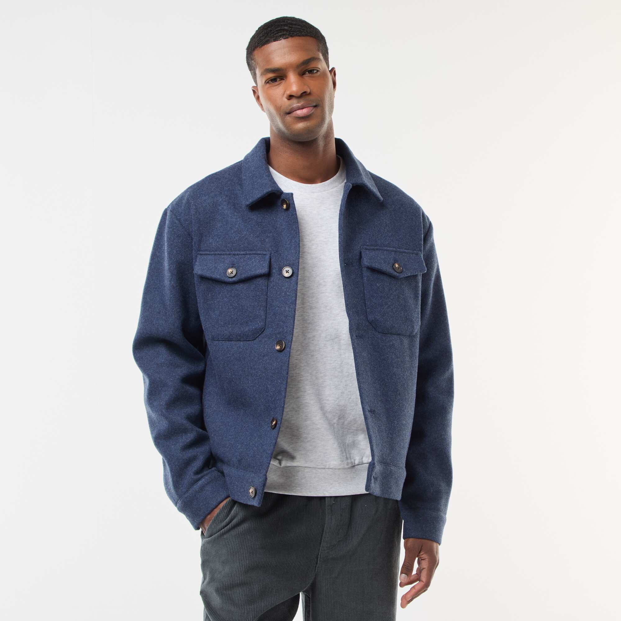 Overshirt with 2 Buttoned Flap Chest Pockets BLUE