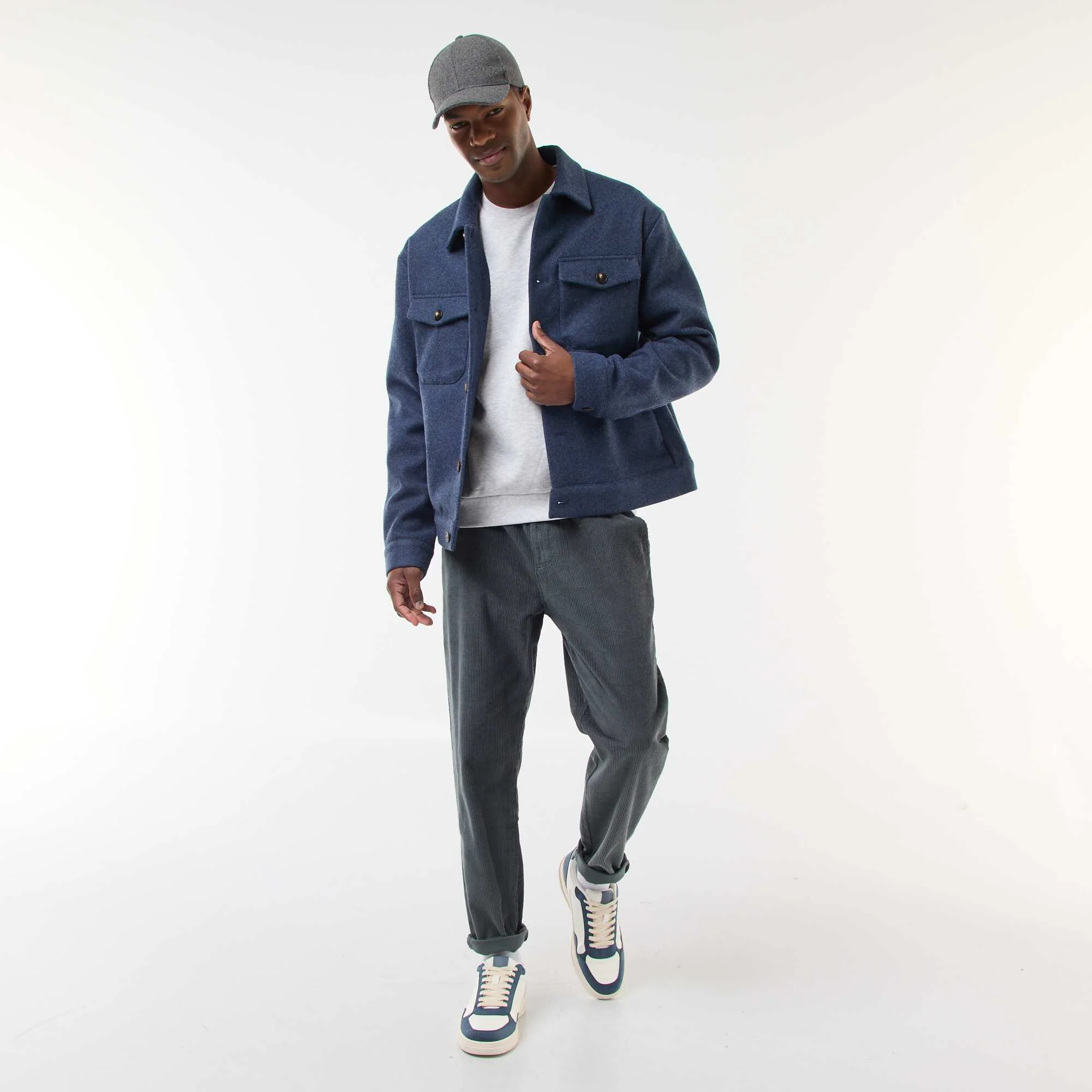 Overshirt with 2 Buttoned Flap Chest Pockets BLUE - Image 2