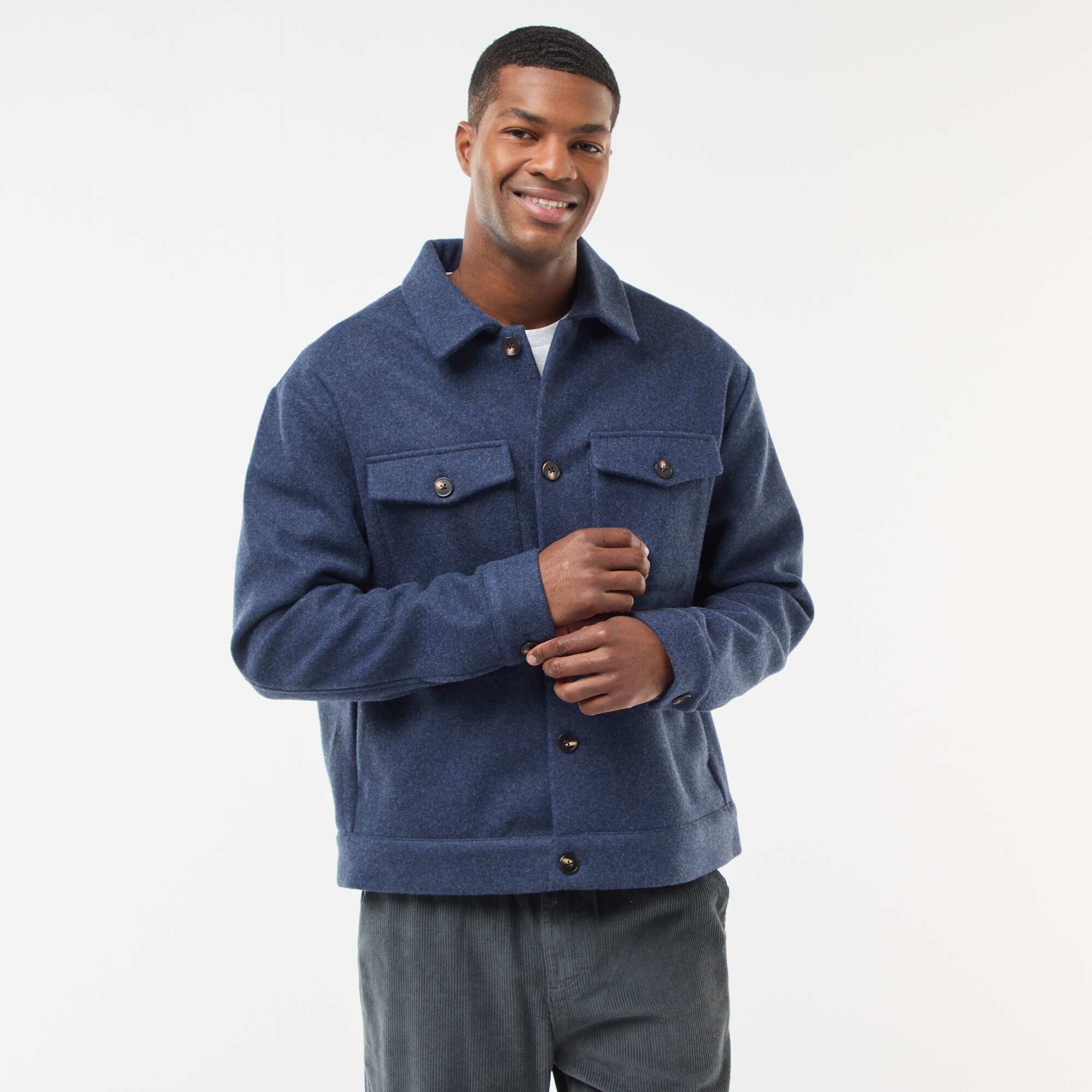 Overshirt with 2 Buttoned Flap Chest Pockets BLUE - Image 3